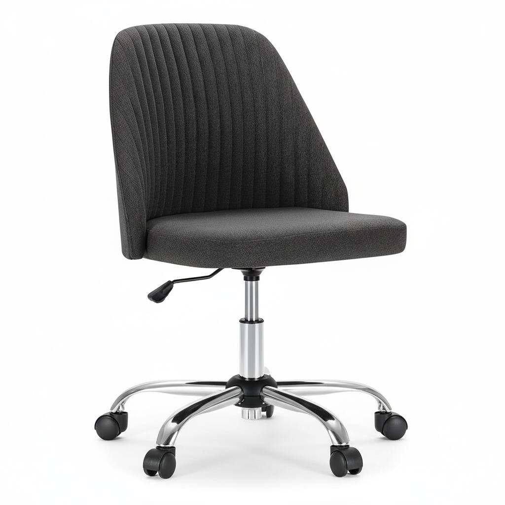 Front. AOITUN - Office chair charcoal gray - armless desk chair with wheels for home office - comfy wide seat computer task chair - Gray.