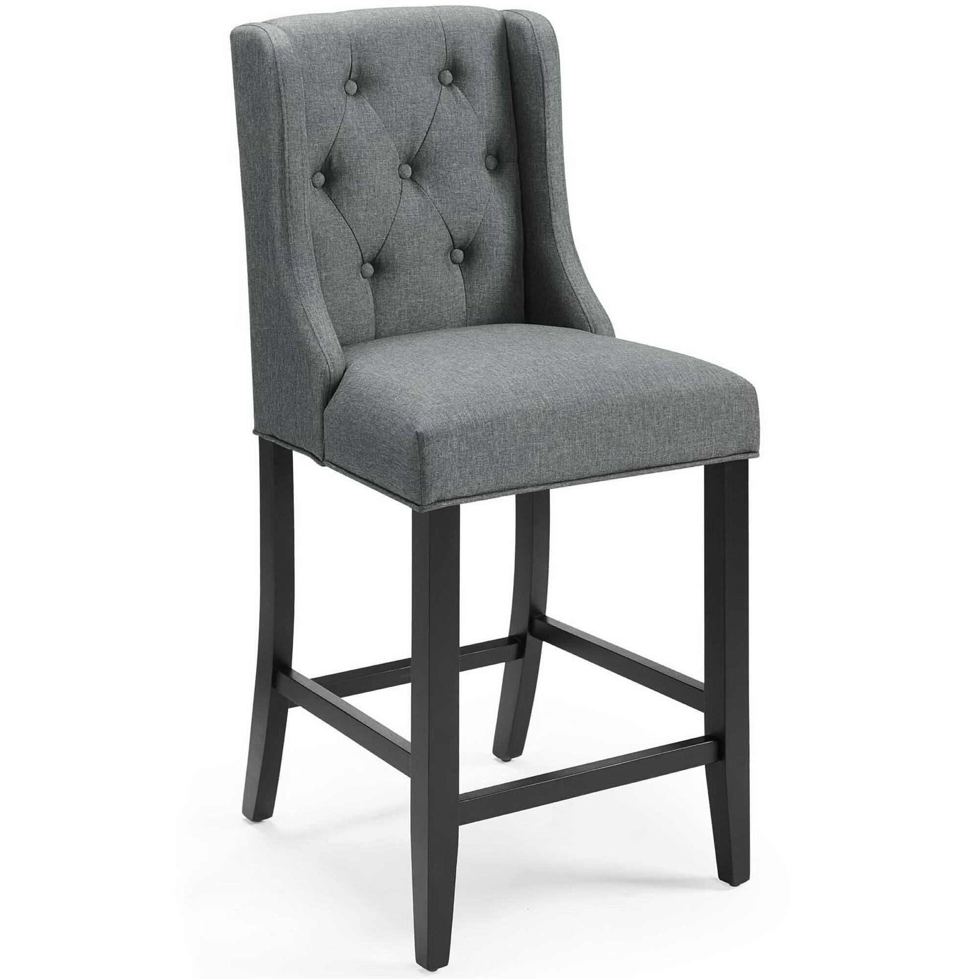 Left. Modway - Baronet Upholstered Fabric Counter Bar Stool Set of 2 - Gray.