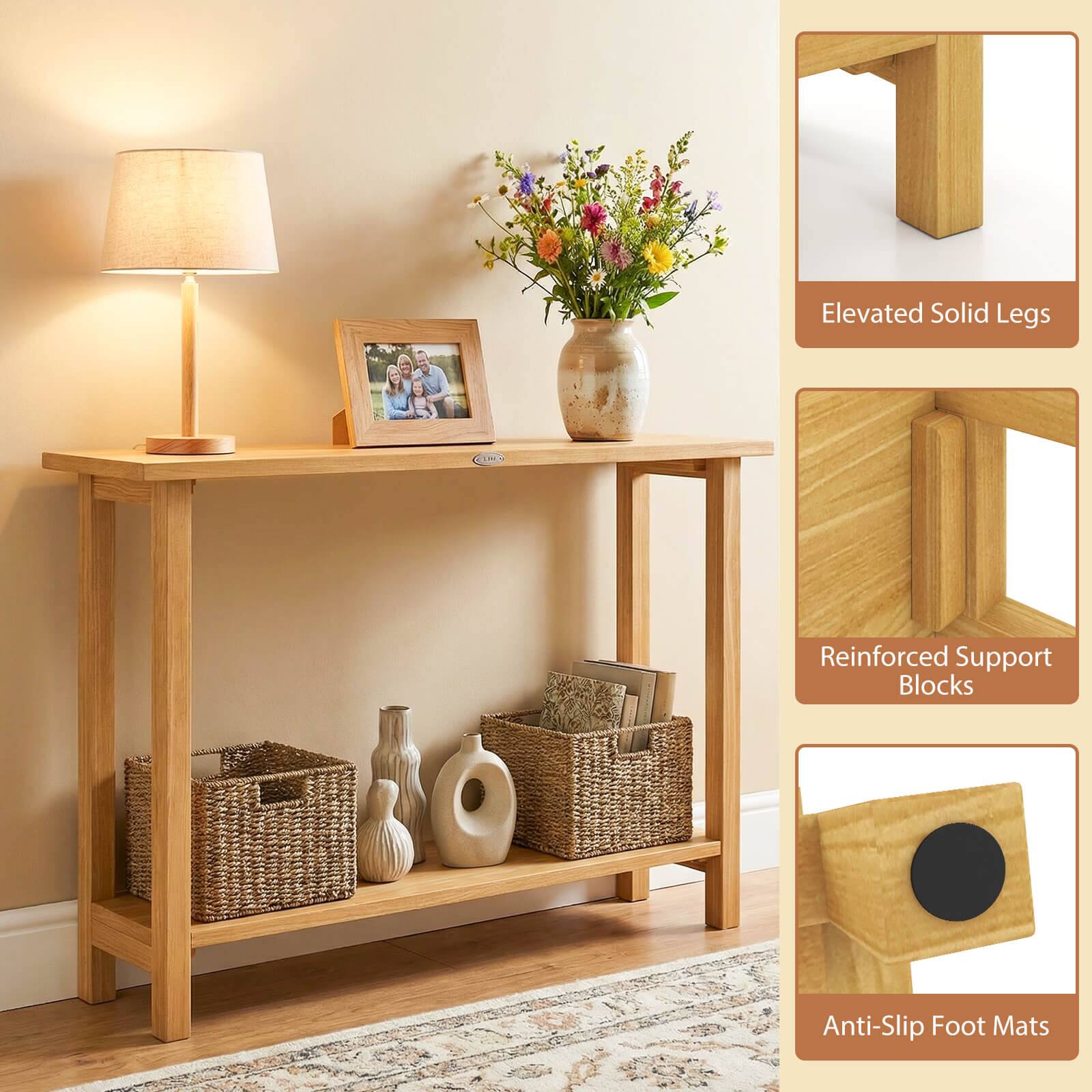 Elevated Solid Legs  
Reinforced Support Blocks  
Anti-Slip Foot Mats