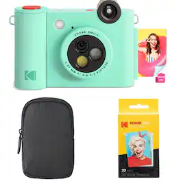 Kodak - Smile+ 10MP Digital Instant Print Camera, Zink Photo Paper & Case Starter Bundle - Green