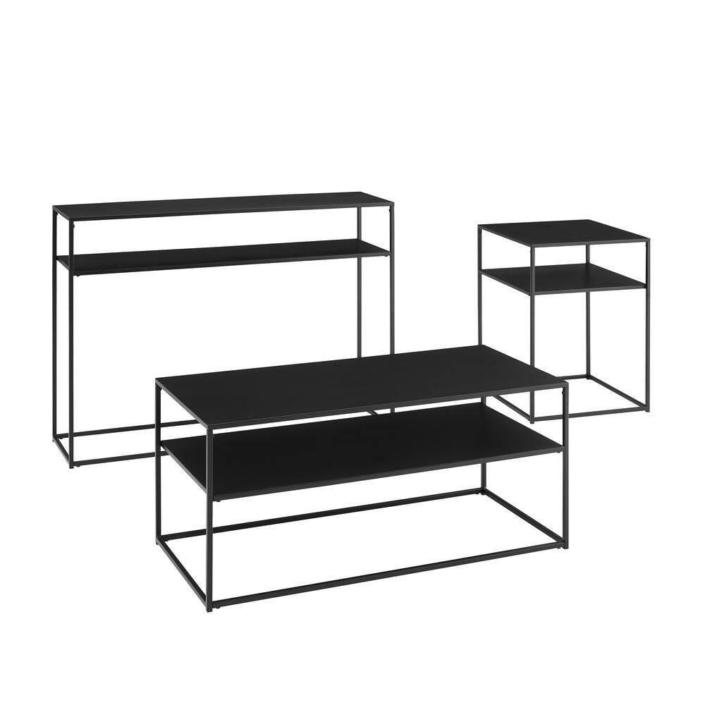 Back. Crosley Furniture - Braxton 3-Piece Coffee Table Set - Coffee Table - Matte Black.