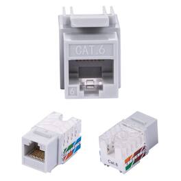 Cables Direct Online - Cat6 45° Angled RJ45 Keystone Jack, 8P8C 110 Punch-Down, Gold-Plated Contacts, 10Gbps Ready, ANSI/TIA Compliant - Gray