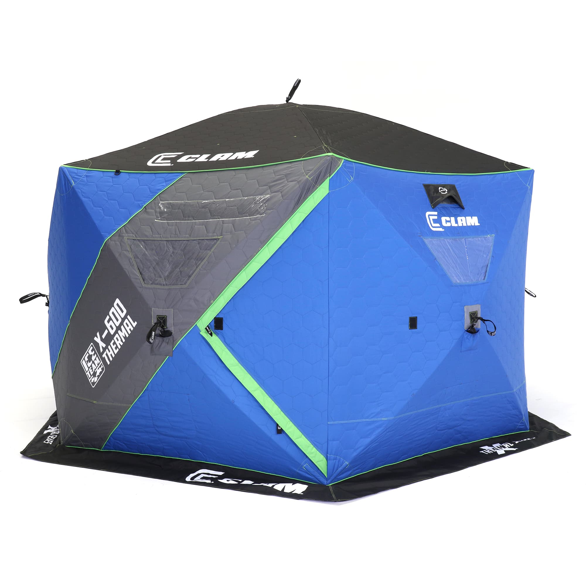 Clam X 600 Portable 11.5' 6 Person Ice Team Thermal Hub Shelter w