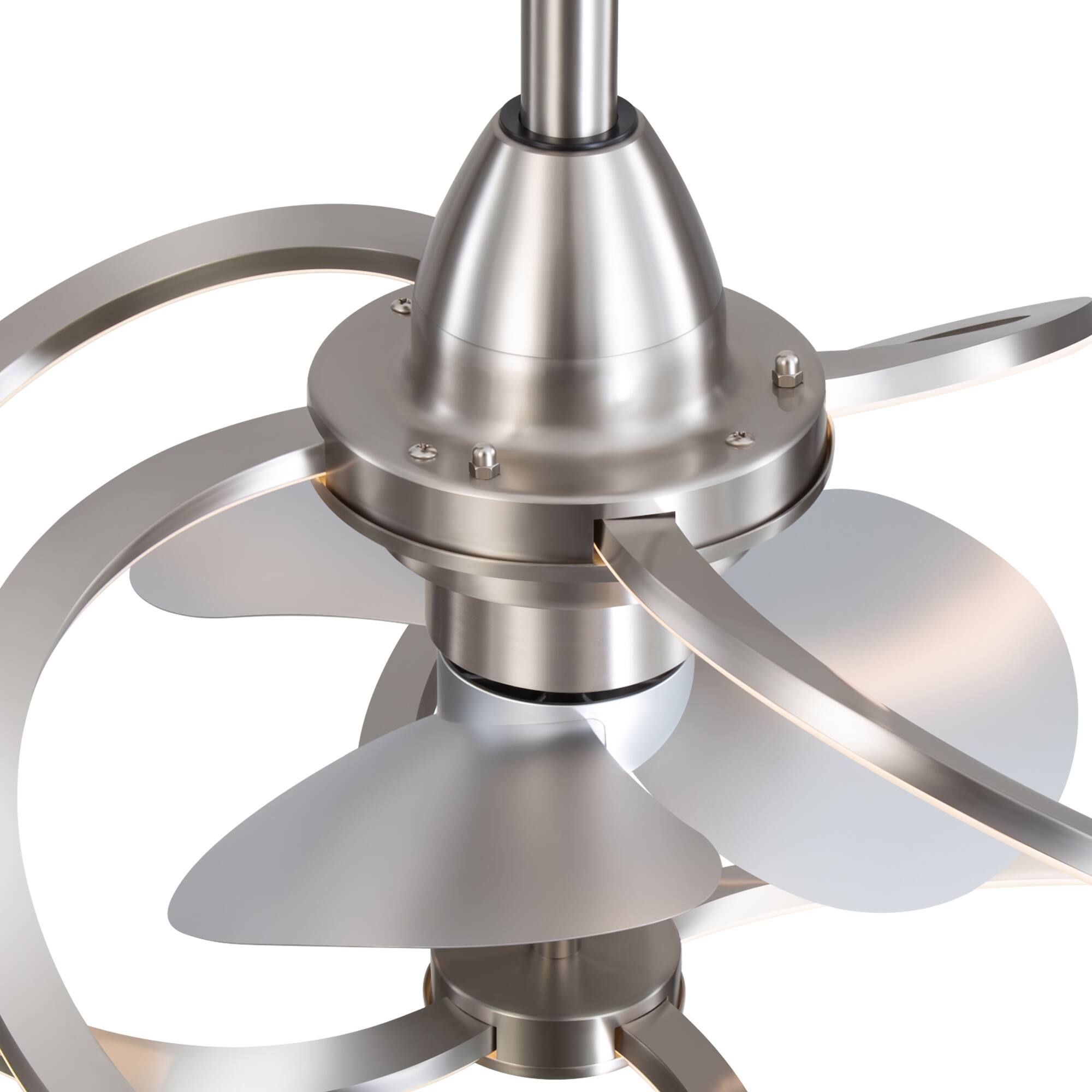 Alt View 9. Breezary - 20-Inch Indoor Gyro Cage Ceiling Fan with Light Kit, 3 ABS Blades, DC Motor, 6-Speed Remote Control, Timer, 6-In Downrod - Satin Nickel and Silver.