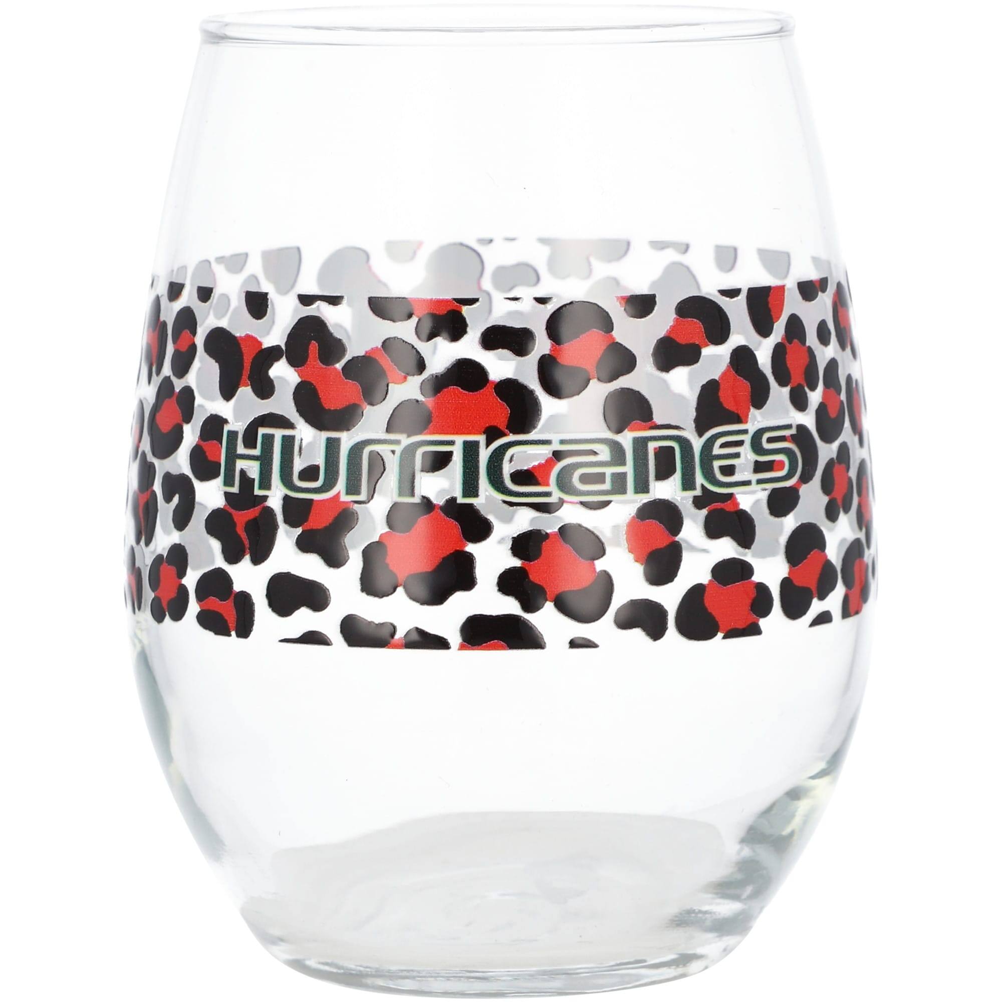 Alt View 1. Indigo Falls - Miami Hurricanes 15oz. Leopard Stemless Glass - Multicolor.