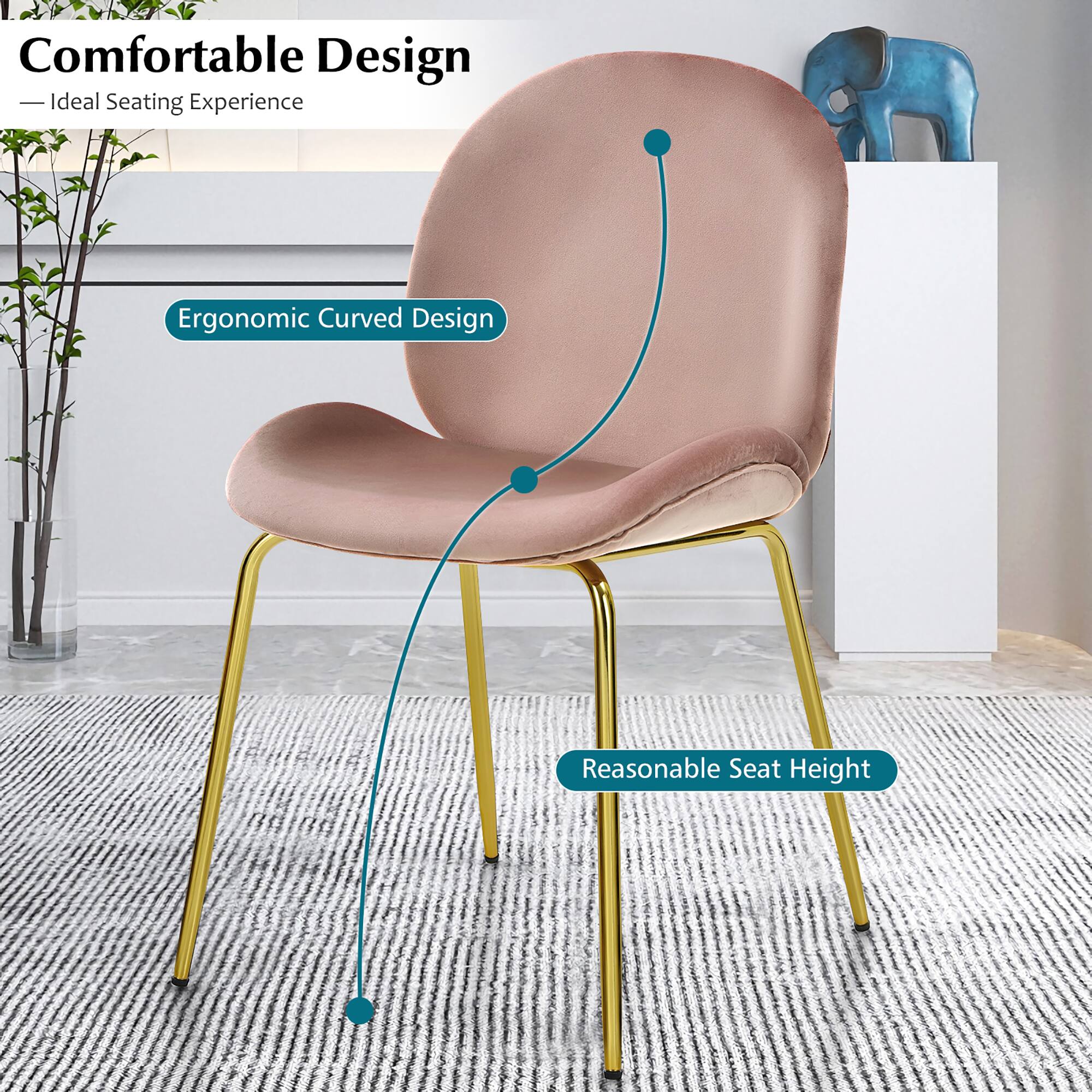 Comfortable Design: Ideal Seating Experience: Ergonomic Curved Design: Reasonable Seat Height.