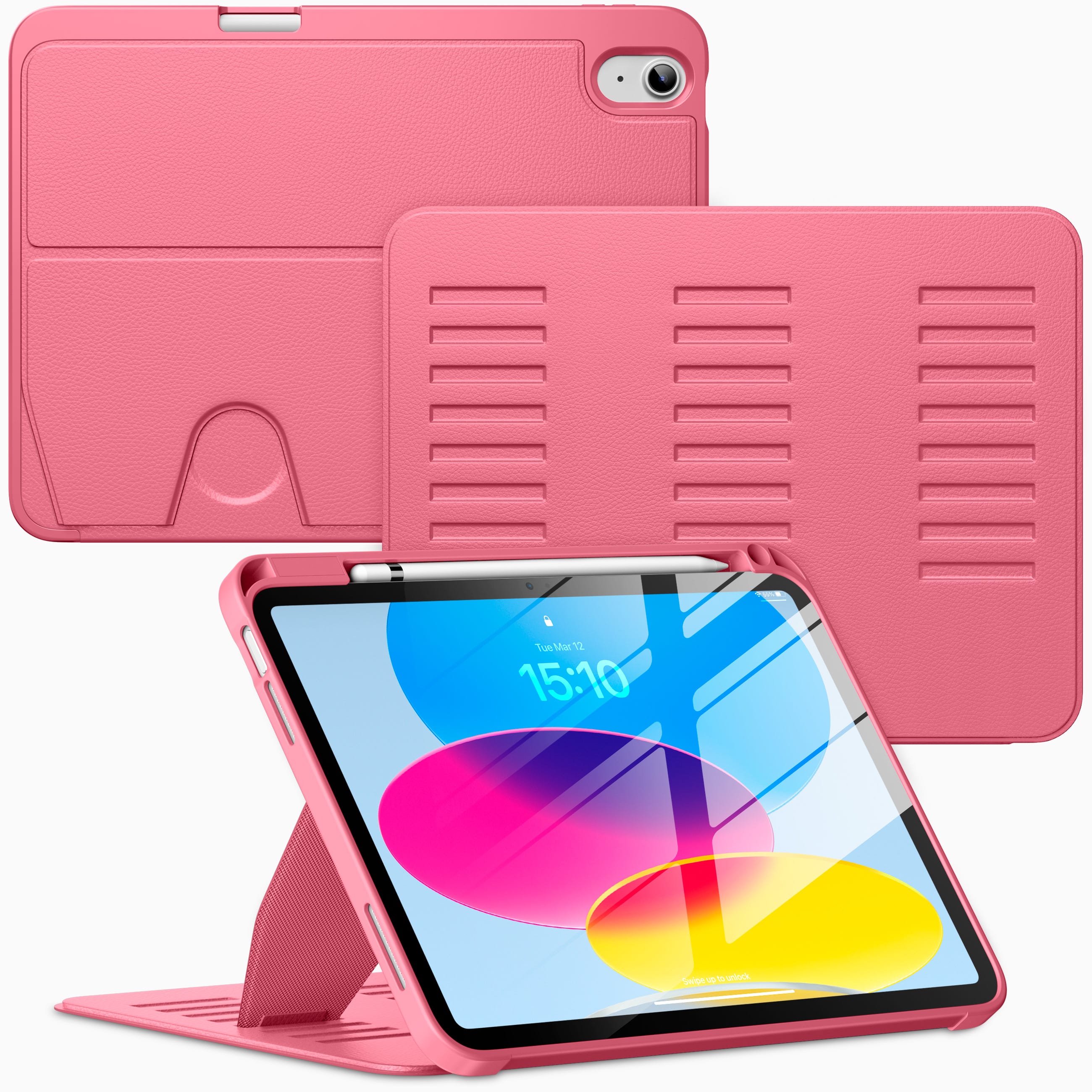 VIKESI - Magnetic Case for iPad 11" 2025 & 10.9" 10th/11th Gen, Shockproof, Pencil Holder, Auto Wake/Sleep, Multi-Angle Stand - Watermelon