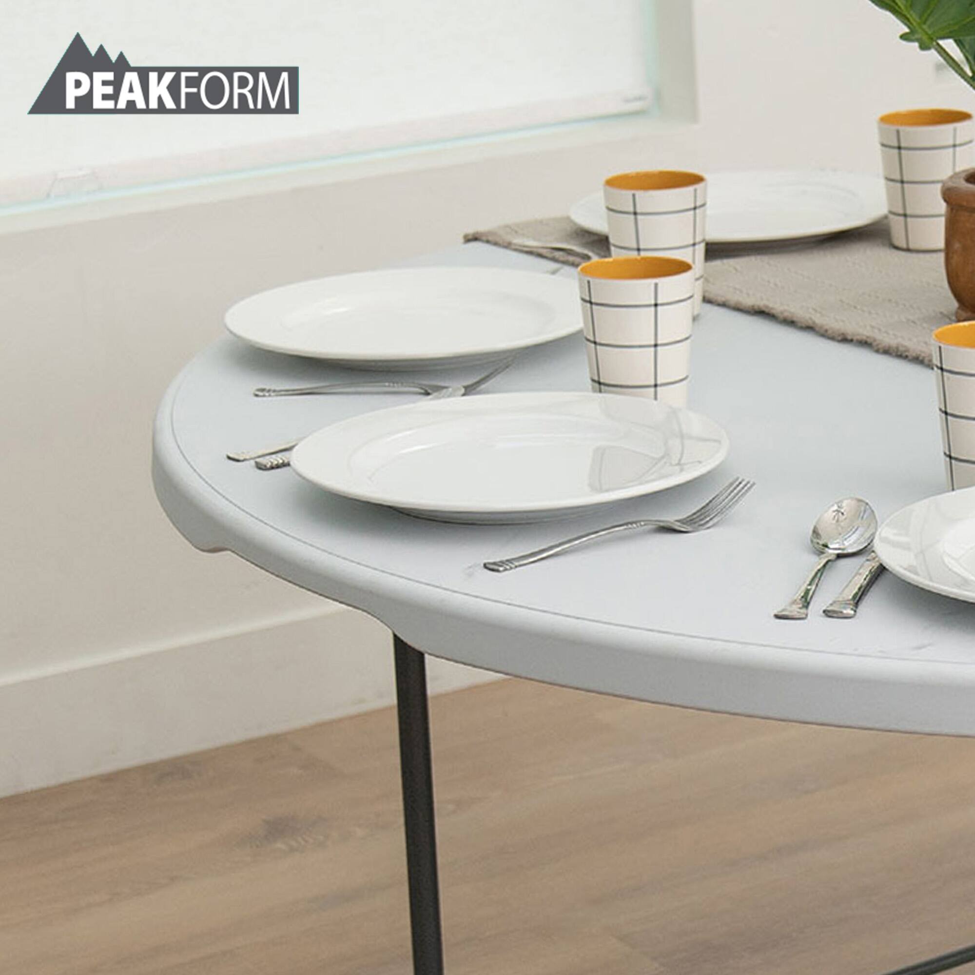 Alt View 2. Peakform - Peakform Round Folding Banquet Table for Indoor or Outdoor Use, 60 Inch, White - White.