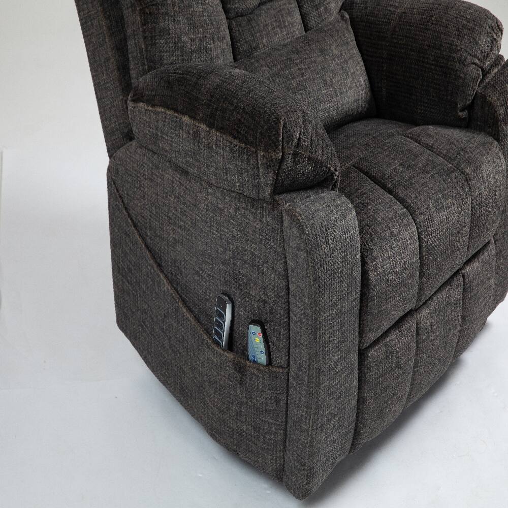 Back. Ropilly - Ropilly Oversized Electric Lift Chair, Lay Flat Recliner with Heat and Massage, 400 lbs Capacity, Dark Brown - Dark Brown.