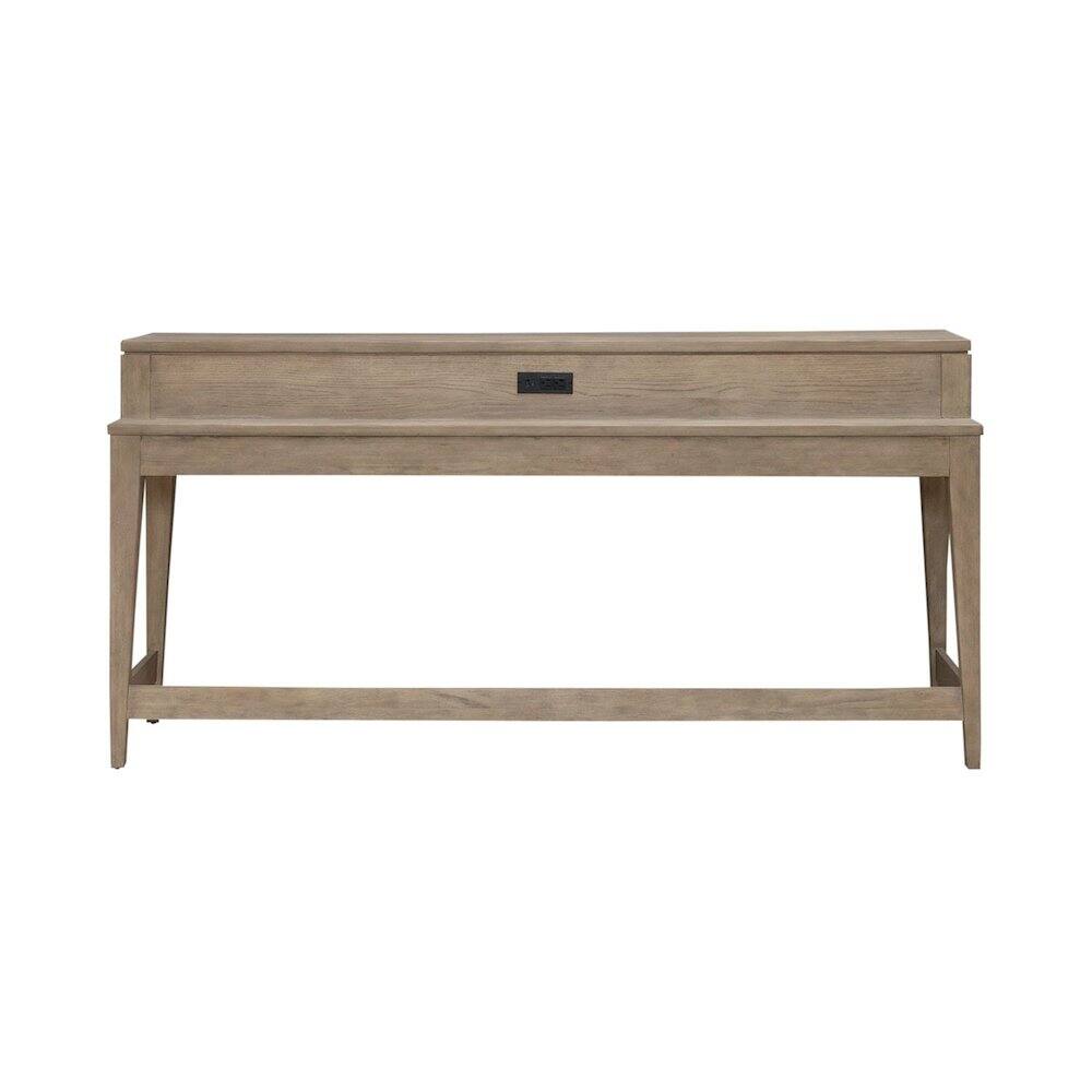 Alt View 2. Liberty Furniture Industries - Brentwood Console Bar Table with AC, USB Charging Station - Sandstone Oak Wood - Sandstone.