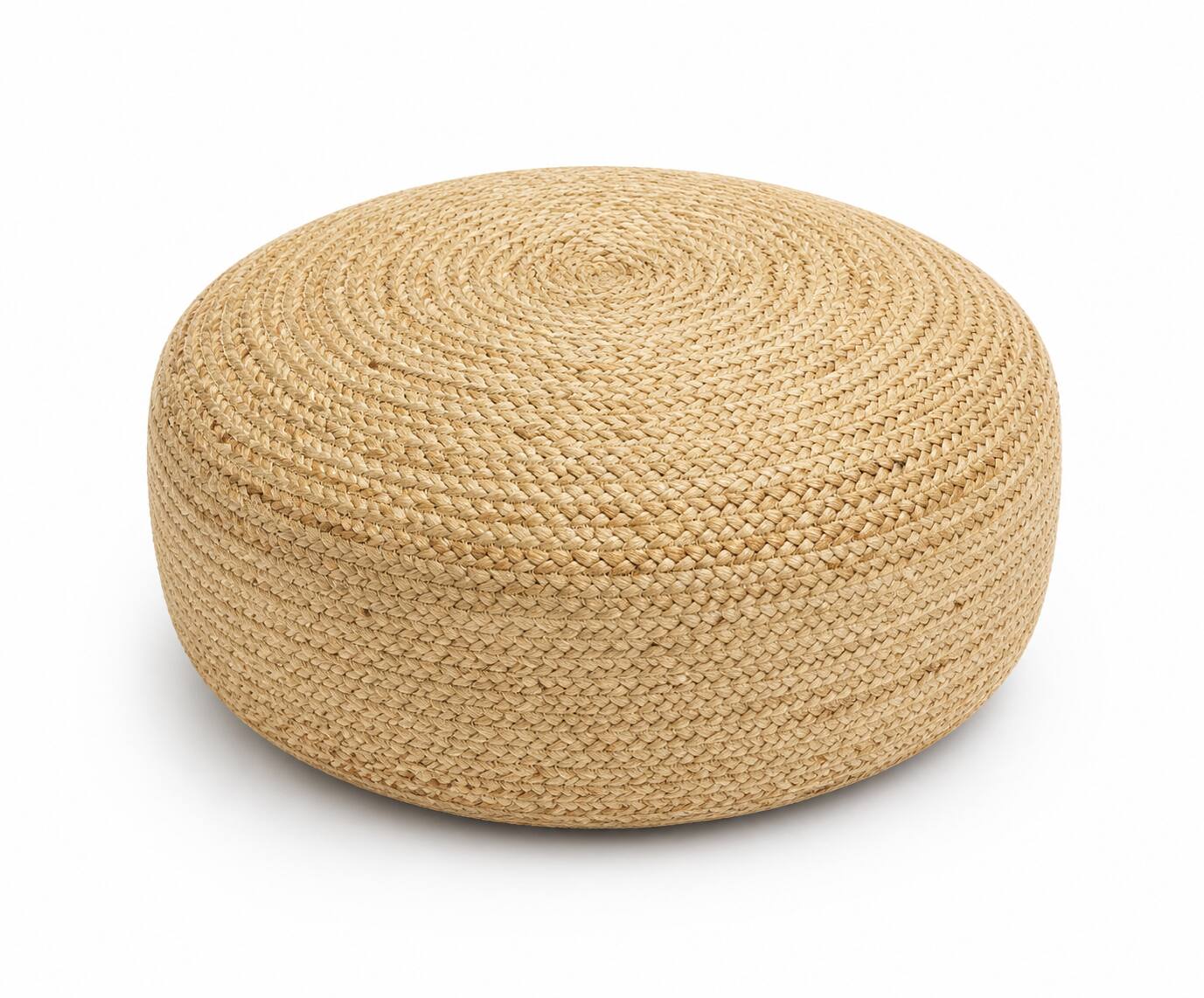 Angle. Simpli Home - Simpli Home Margo 30W Round Braided Pouf - Natural.