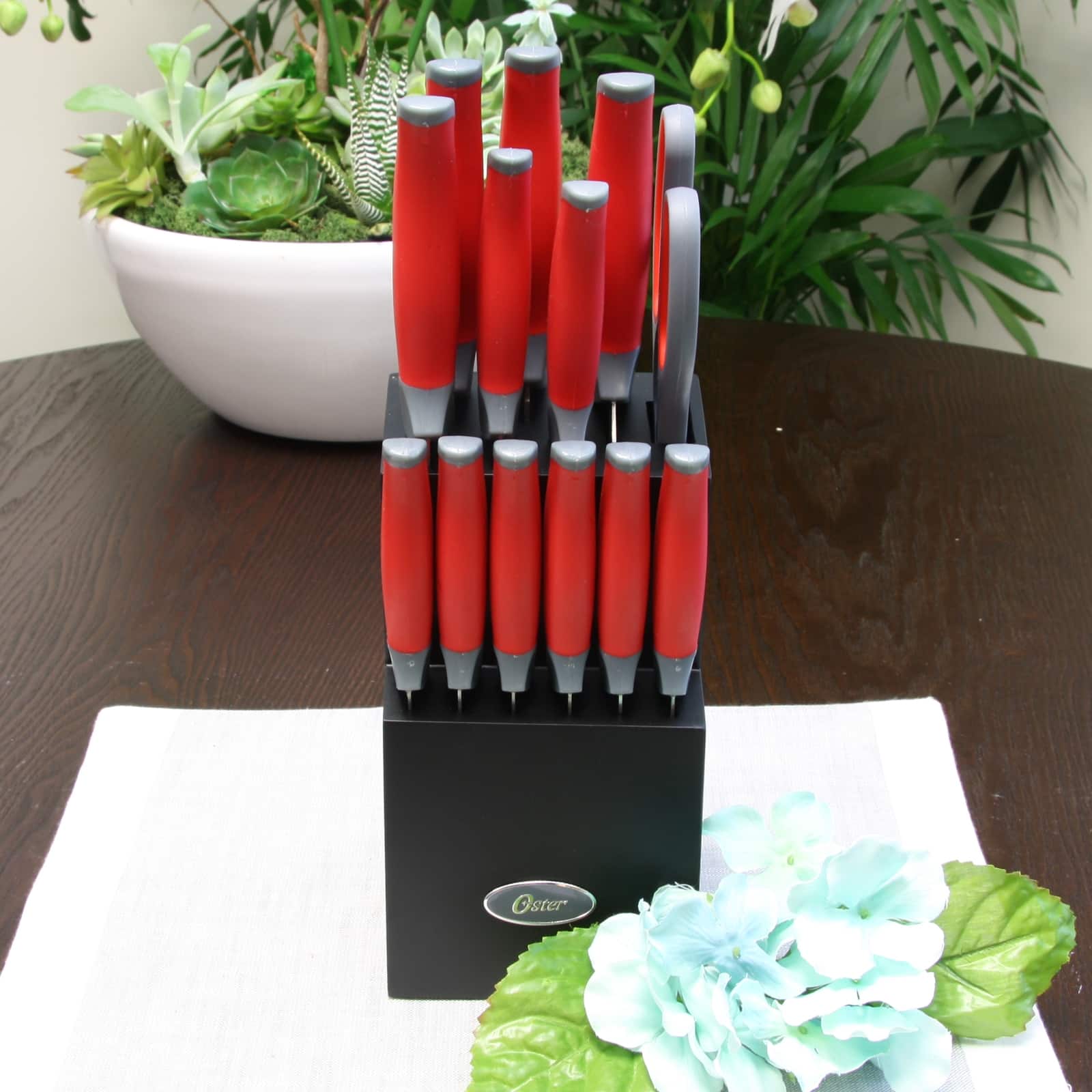 Oster - Lindbergh 14 Piece Stainless Steel Blade Cutlery Set - Red - Thumbnail 3