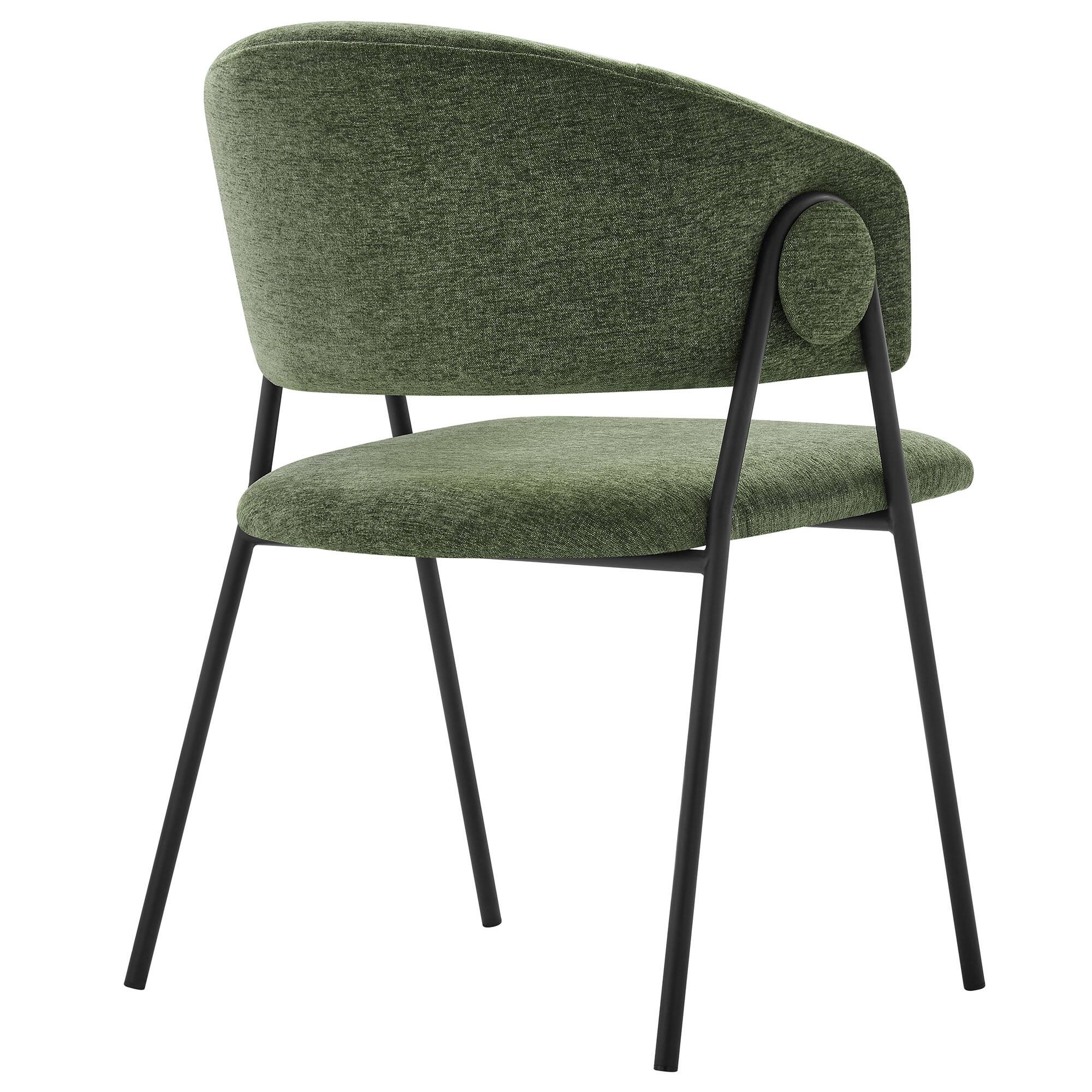 Alt View 2. Modway - Nella Upholstered Heathered Chenille Dining Chairs Set of 2 by Modway - Black.