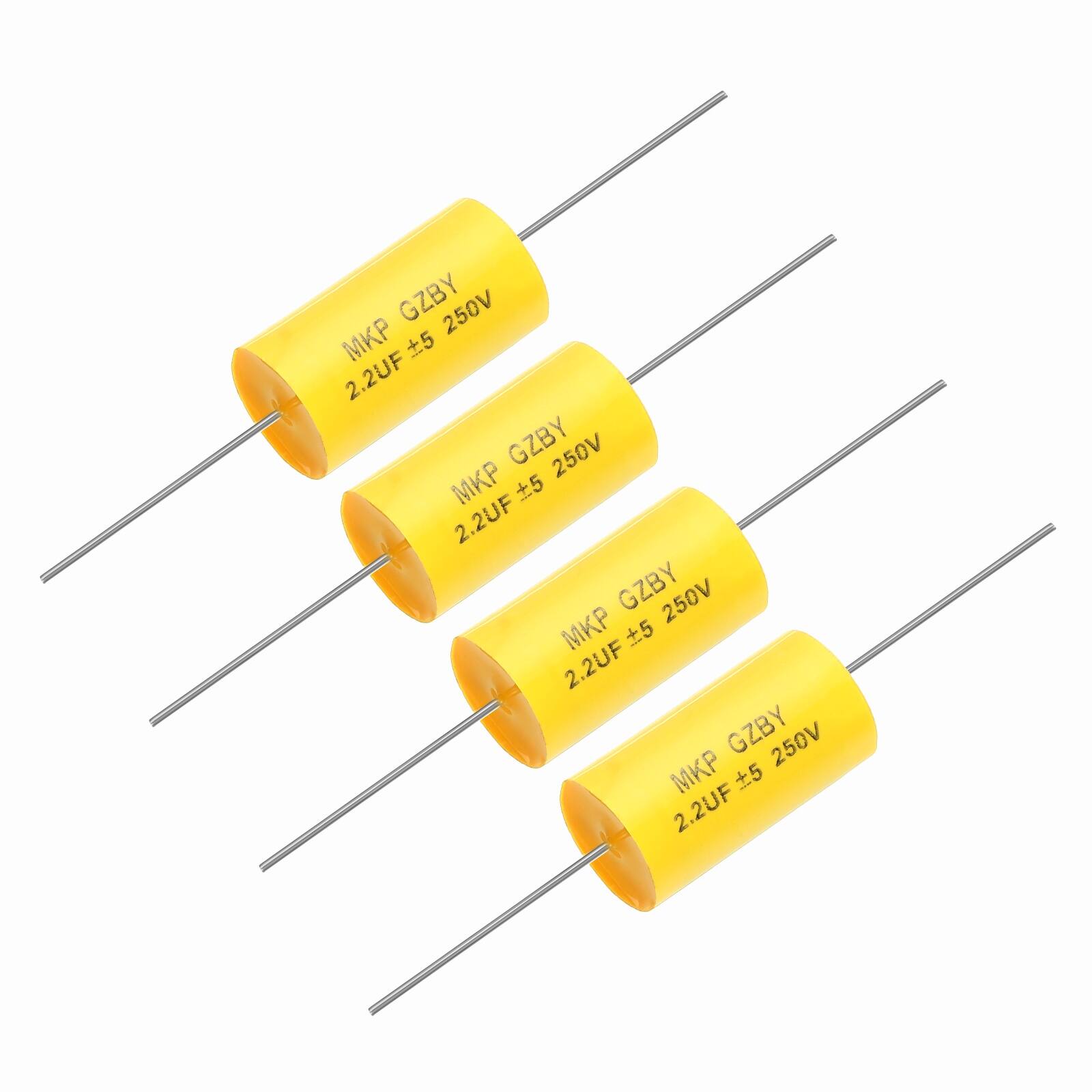 Unique Bargains - 4pcs 2.2uf Frequency Divider Capacitor, 250V Axial Audio Speaker Crossover MKP Film Capacitor - Yellow price history on PriceWatchPro