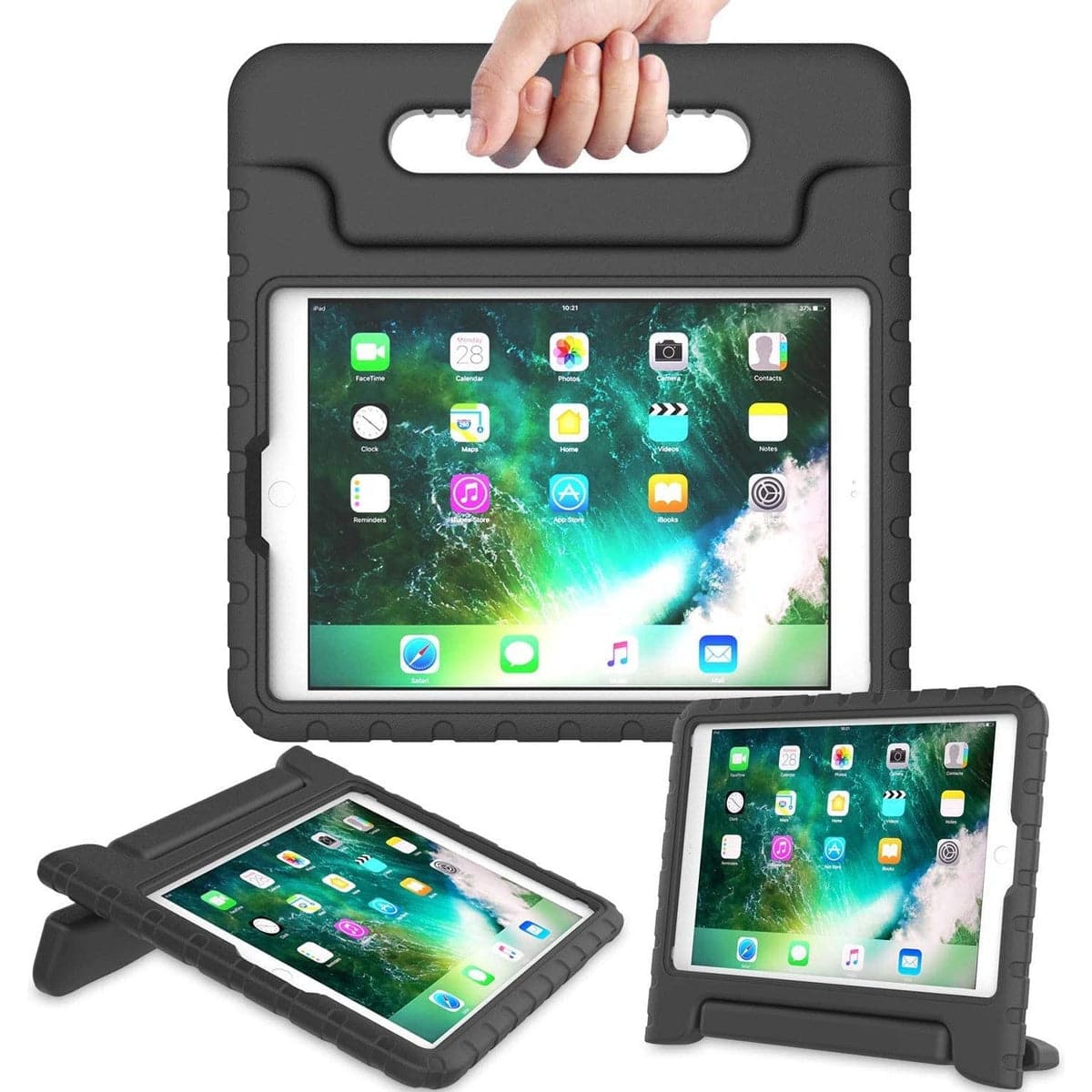 Entronix - iPad 10.2" Case with Handle and Kickstand - Perfect for Kids - Black