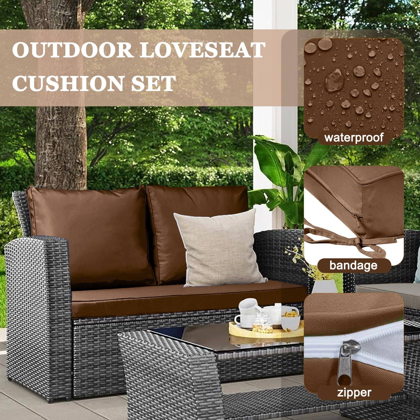 OUTDOOR LOVESEAT CUSHION SET

- waterproof
- bandage
- zipper