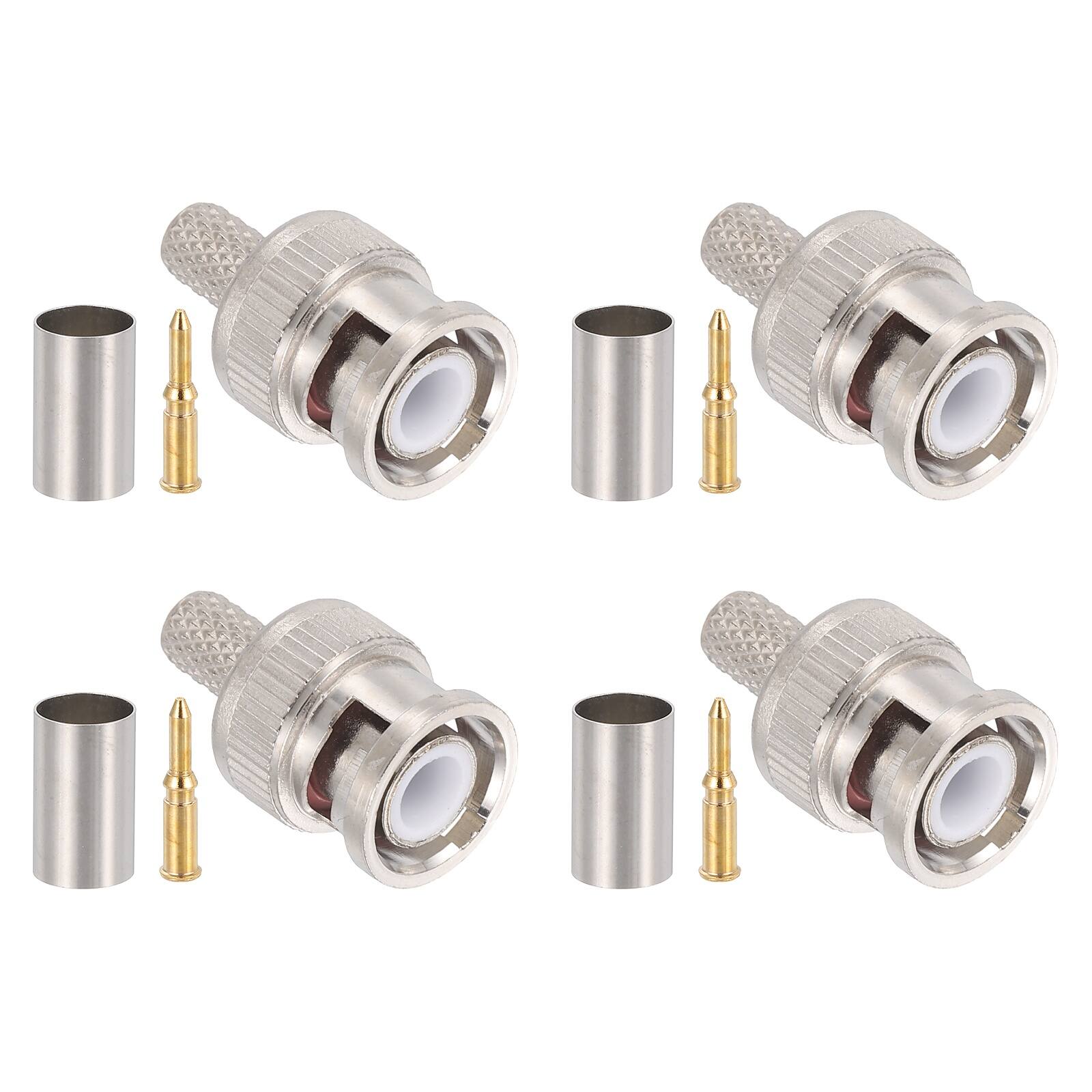Front. Unique Bargains - 4pcs BNC Male Crimp 4mm 50 Ohm PTFE Connector for RG8X/LMR240/CNT240/KMR240/Mini8/4D-FB Coax Cable Wireless Internet - Silver.