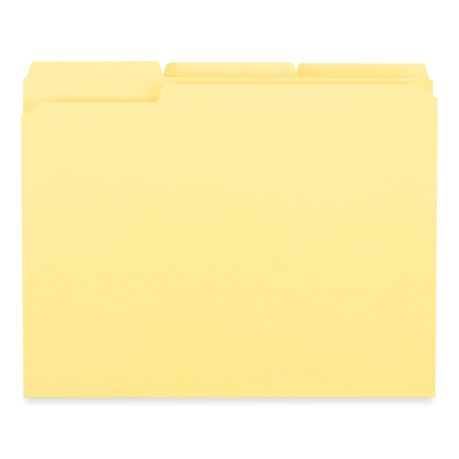 Left. Universal - Reinforced Top-Tab File Folders, 1/3-Cut Tabs: Assorted, Letter Size, 1" Expansion, Yellow, 100/Box.