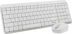 The image shows a white computer keyboard and a white mouse. The keyboard has a combination of letters and numbers, including the letters "Esc", "F1", "F2", "F3", "F4", "F5", "F6", "F7", "F8", "F9", "F10", "F11", and "F12". The mouse is placed next to the keyboard, ready for use.