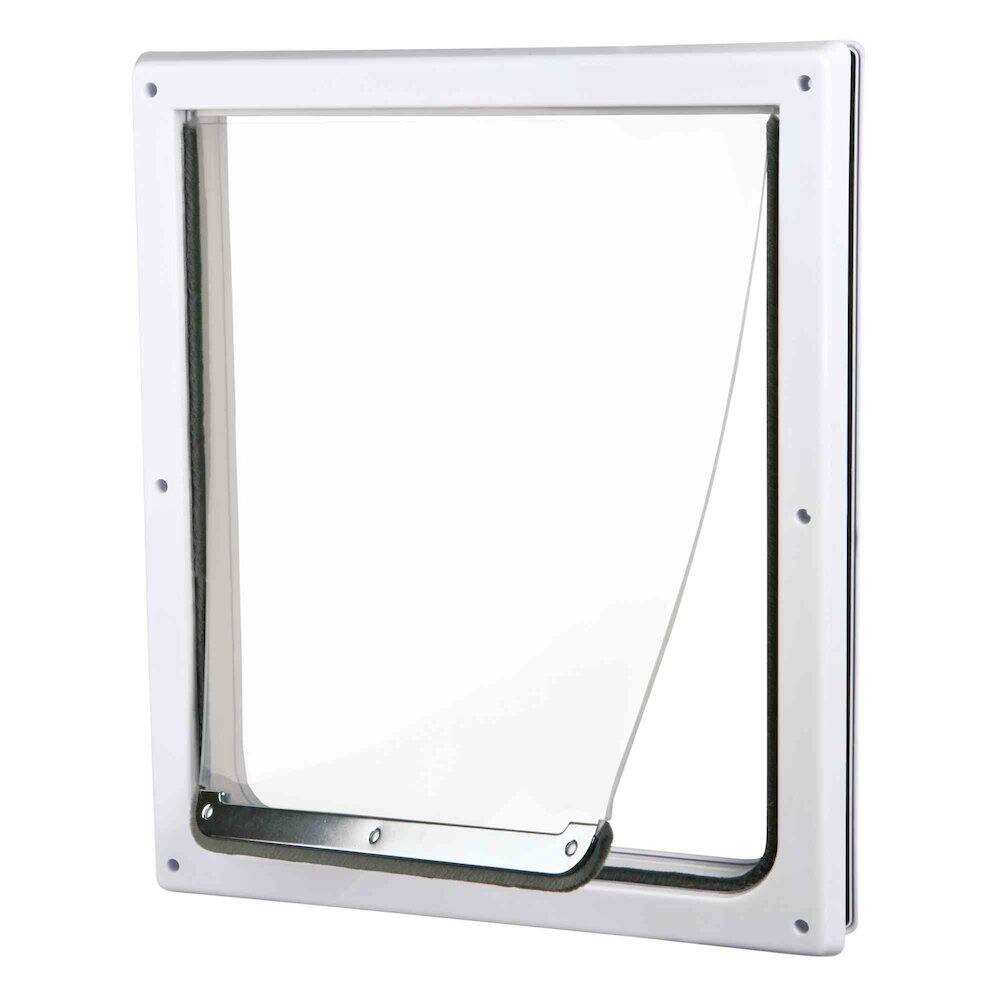 Front. TRIXIE - 2-Way Pet Door for Doors with Lockable Panel, For Medium to Large Dogs - White.
