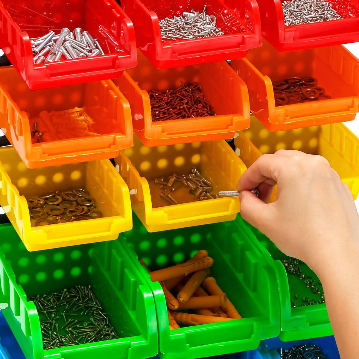 Alt View 4. Dazzling Pops - 30-Bin Wall Mounted Storage Bins Kit, Tool Organizer Rack, Garage Hardware Organizer, 5 Color Parts Storage... - 25.2inch*16.2inch Style-501.