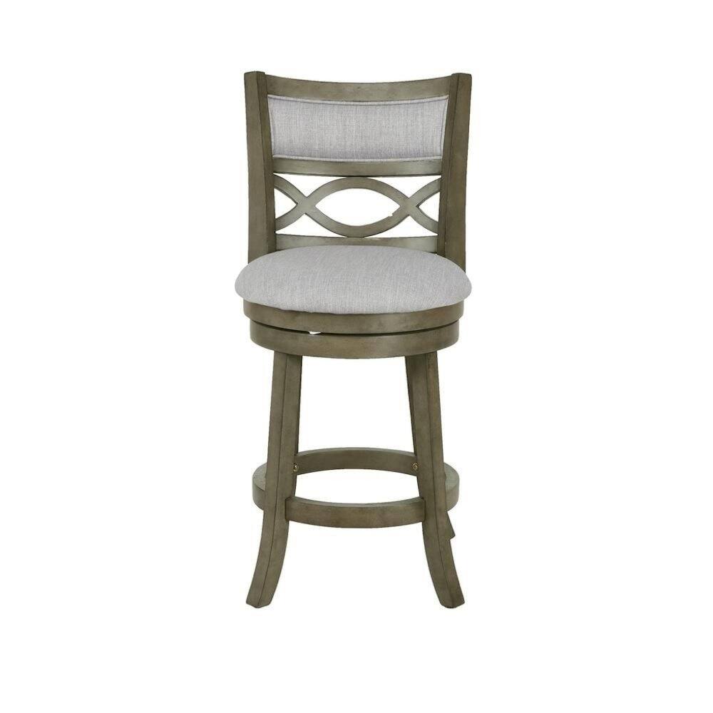 Left. FurniFact - Gray Wood Swivel Counter Stool Set of 2 - Grey.