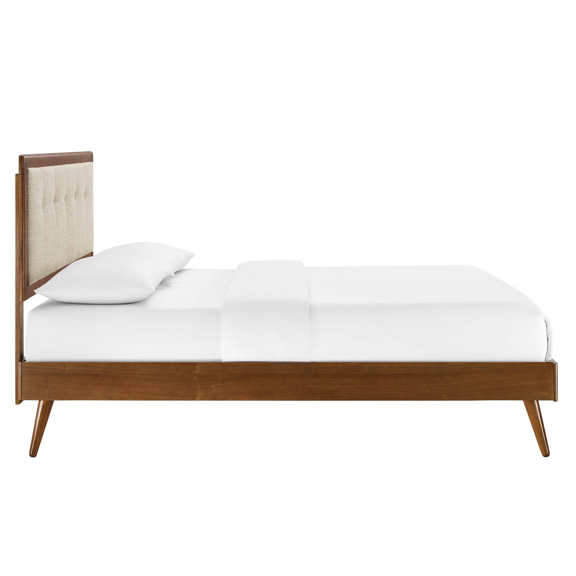 Alt View 2. Modway - Bridgette Wood Queen Platform Bed With Splayed Legs - Brown.