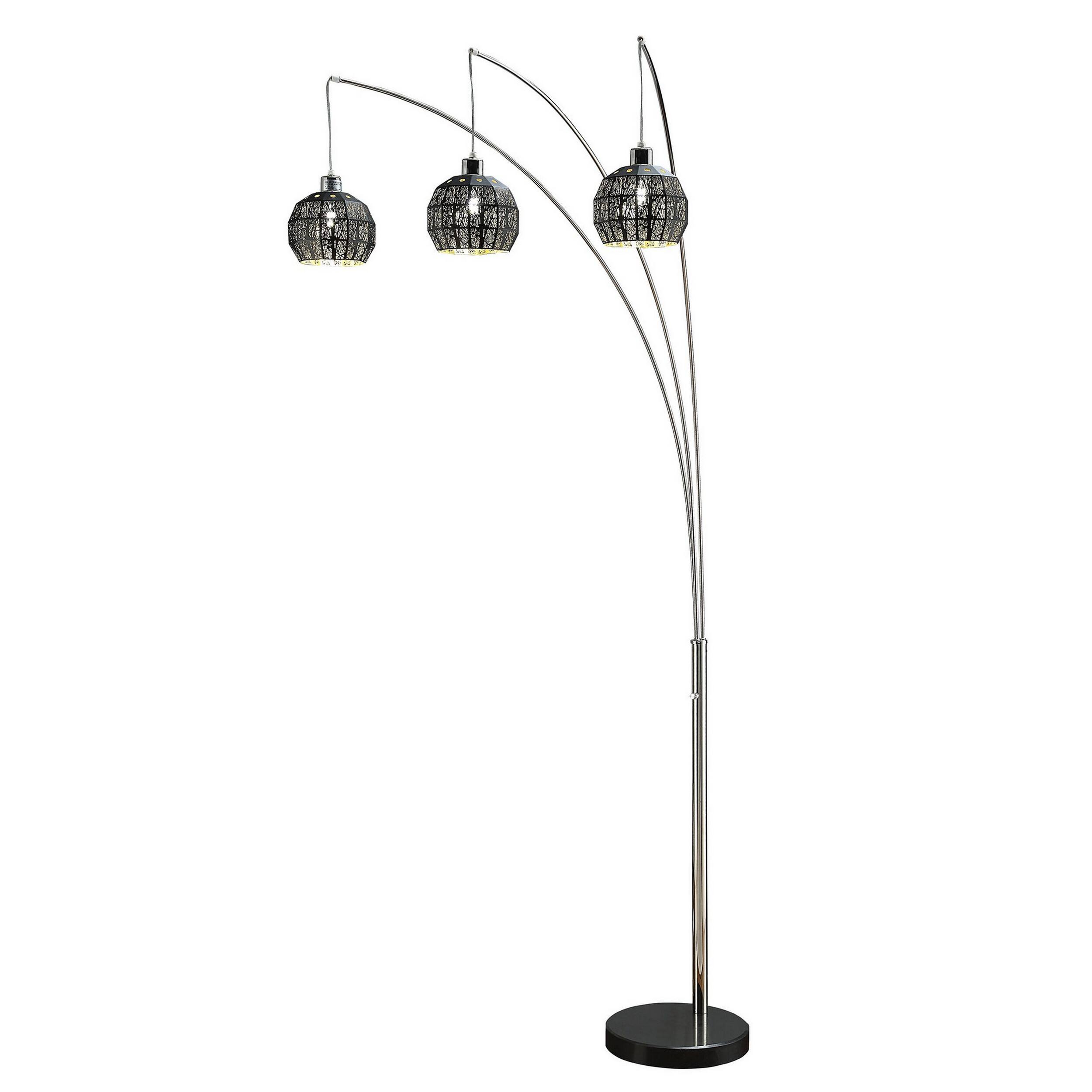 Front. Manhattan Lane - 92 Inch 3 Arm Arc Floor Lamp with Modern Round Metal Base.