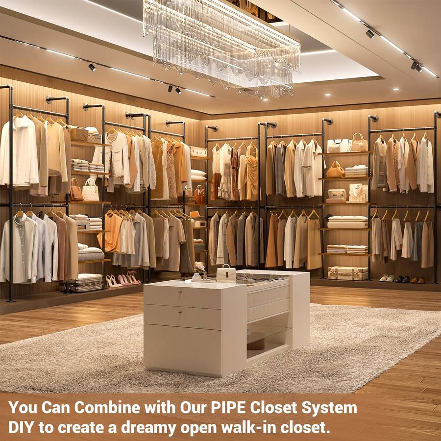 Aheaplus 6.42FT Reversible Industrial Pipe Clothing Rack Heavy Duty 5 ...