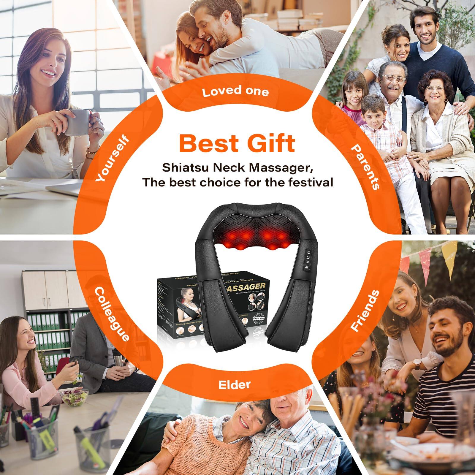 Best Gift  
Shiatsu Neck Massager, The best choice for the festival  

Loved one  
Parents  
Elder  
Friends  
Colleague  
Yourself