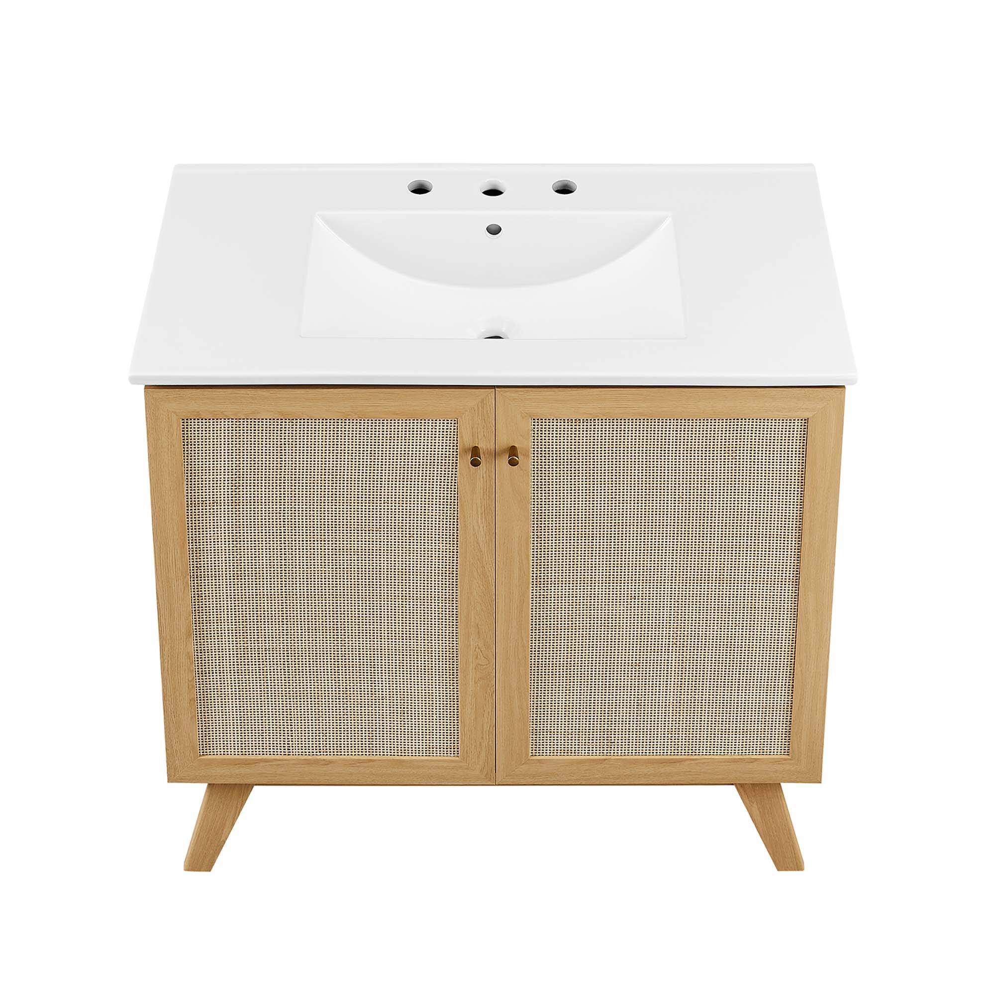 Alt View 10. Modway - Soma Bathroom Vanity with White Basin Included by Modway - Oak White.