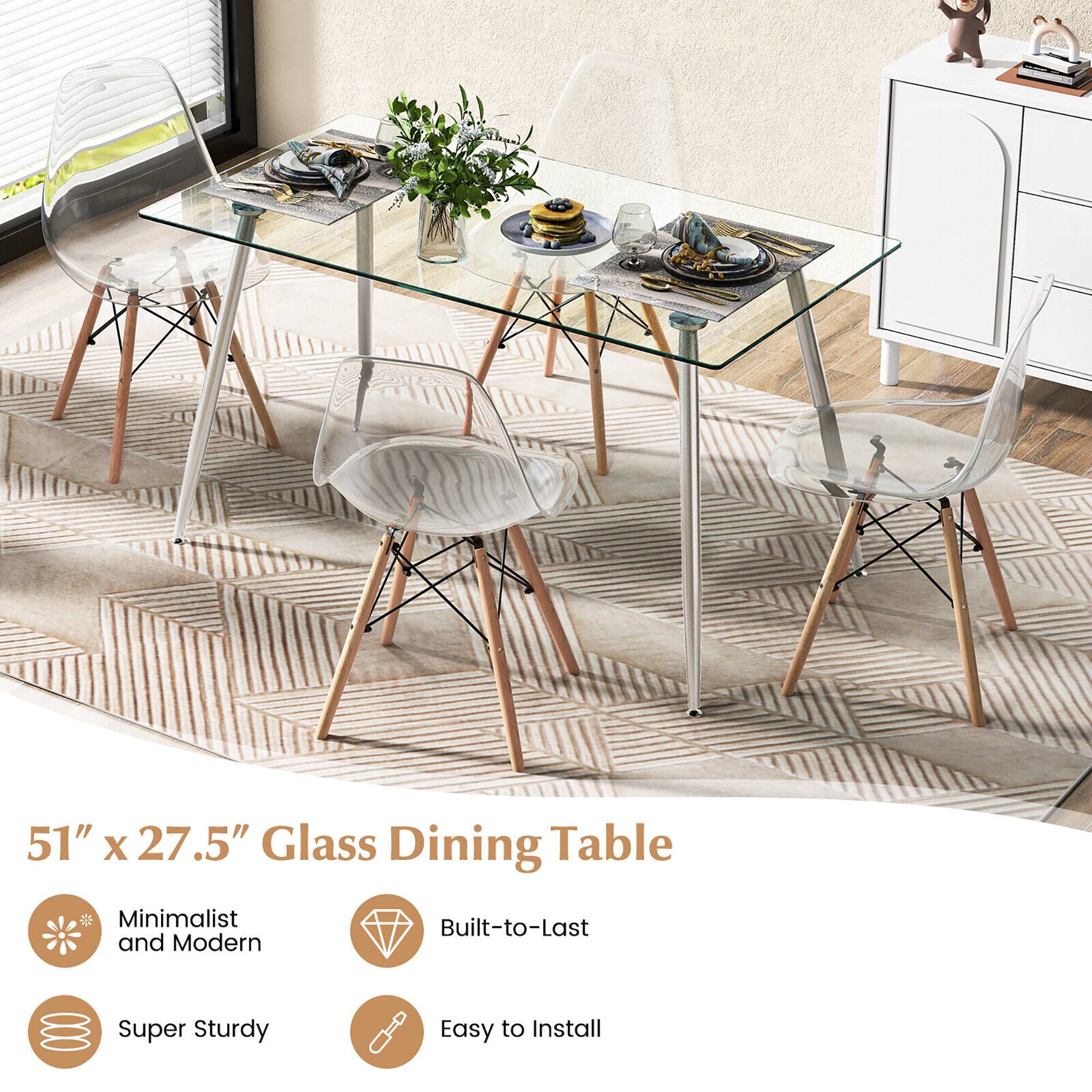 51" x 27.5" Glass Dining Table

- Minimalist and Modern
- Built-to-Last
- Super Sturdy
- Easy to Install