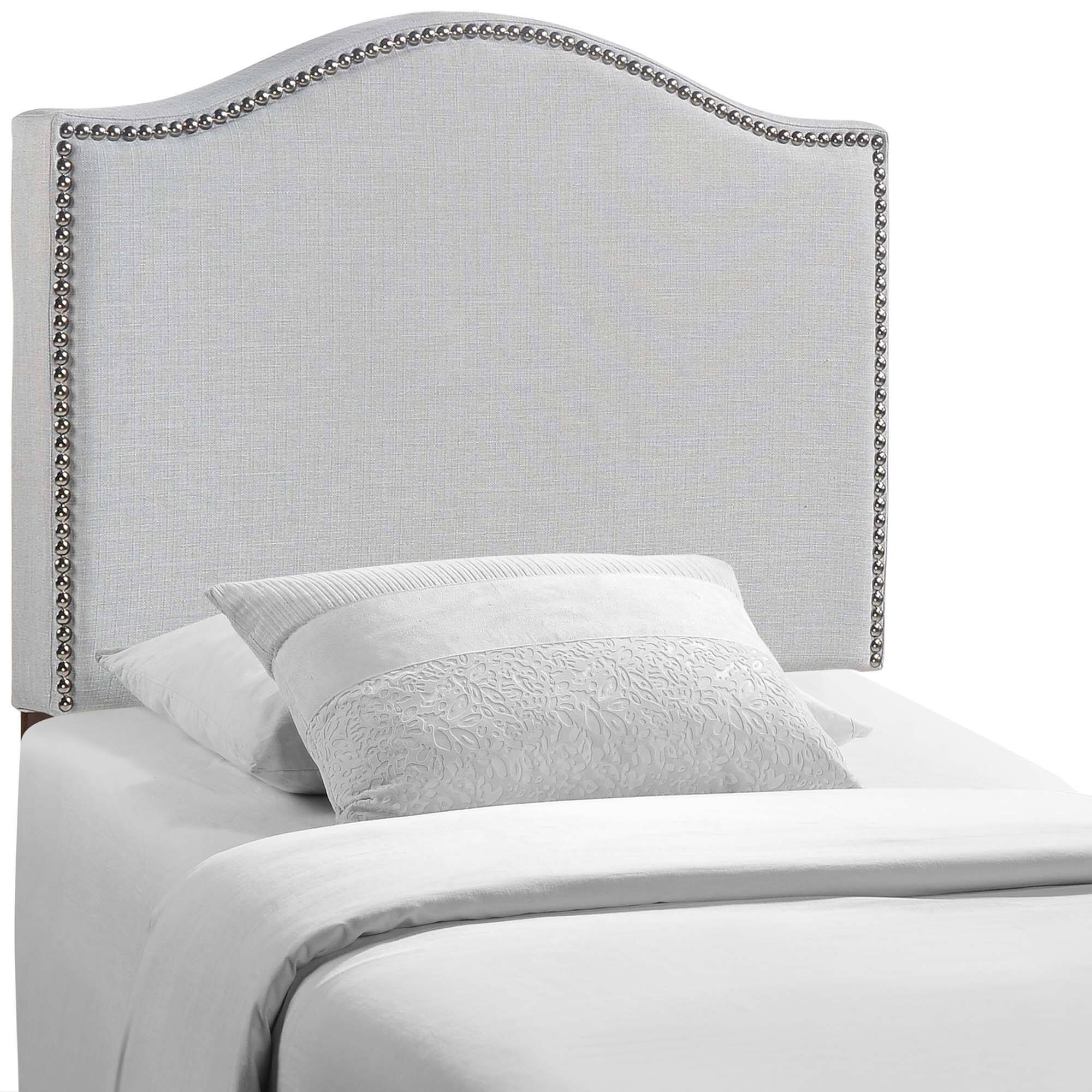 Curl Nailhead Upholstered Twin Headboard by Modway - Gray