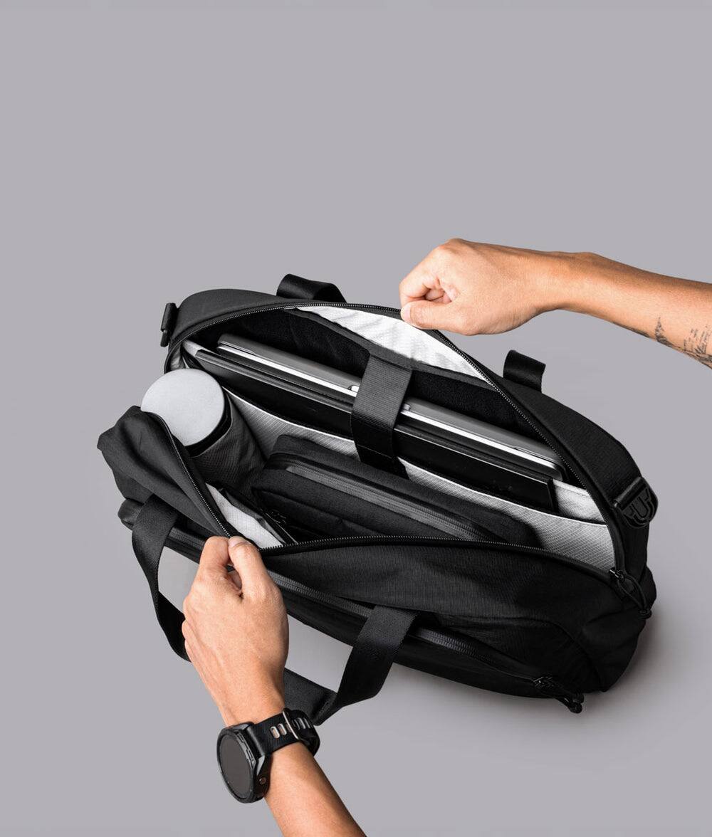 Alt View 4. ALPAKA - Bravo Brief 16 Inch Laptop Briefcase,Messenger Bag for Men and Women, Business Shoulder Bag for Work Travel - Black Axoflux 400D Ripstop Nylon.