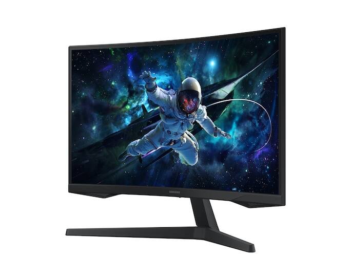 Left. Samsung - Odyssey G5 27" QHD 165Hz 1ms GTG Curved VA LED FreeSync Gaming Monitor (LS27CG550ENXZA) – Black.