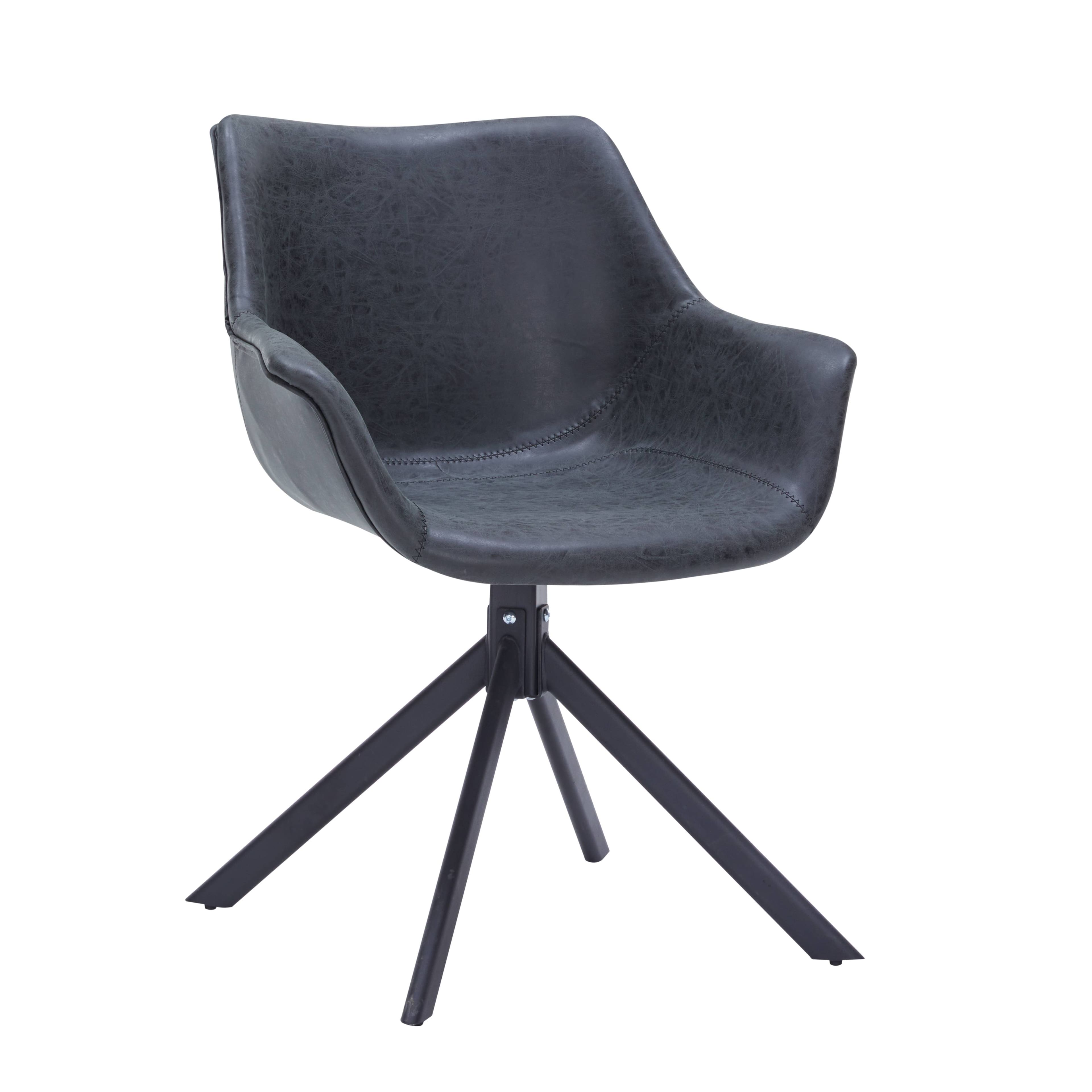 LeisureMod - Markley Upholstered Swivel Dining Chair with Arms and Metal Legs - Black price history on PriceWatchPro