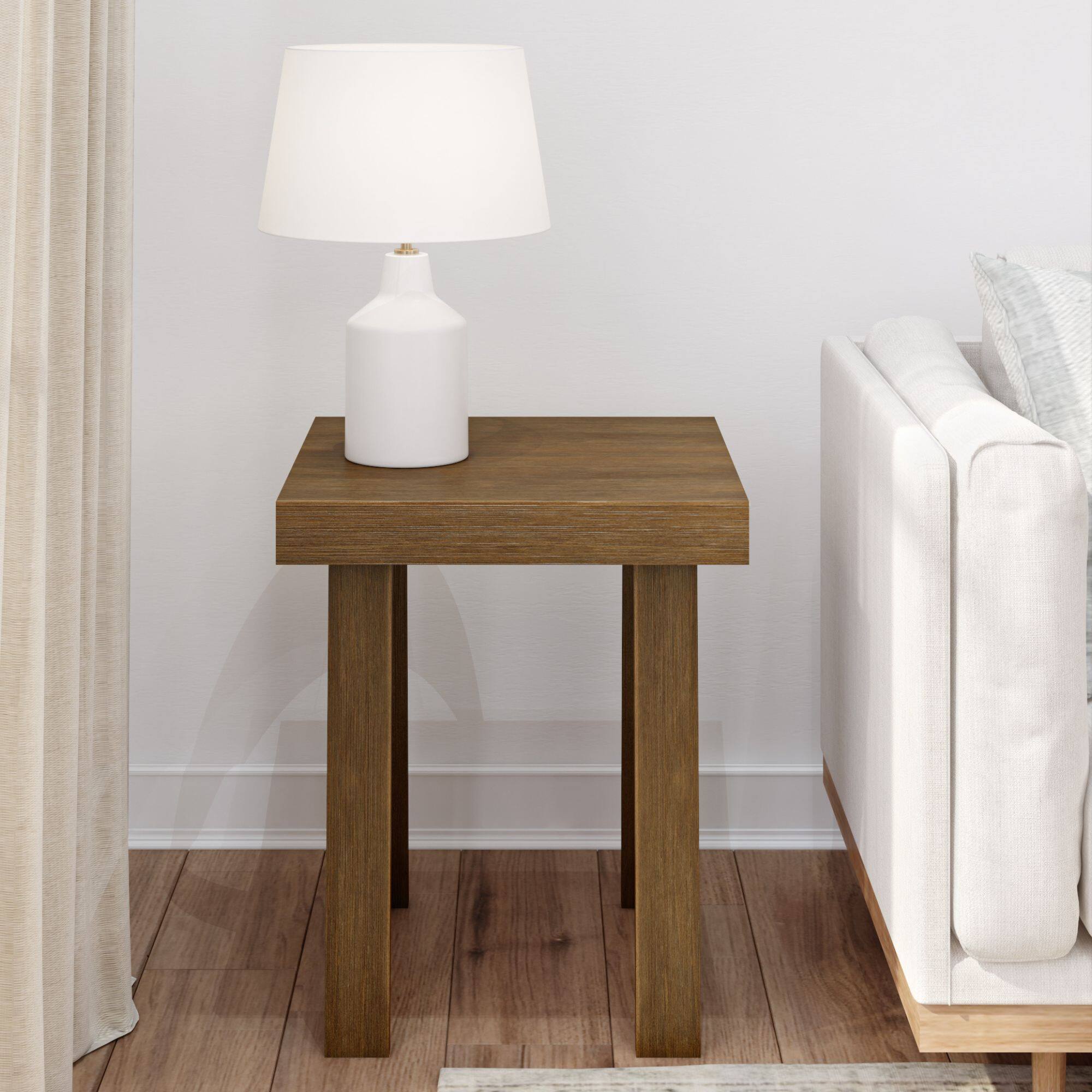 Alt View 1. Plank+Beam - Classic Square Side Table (20in x 20in / 510mm x 510mm), Pecan Wirebrush - Pecan Wirebrush.