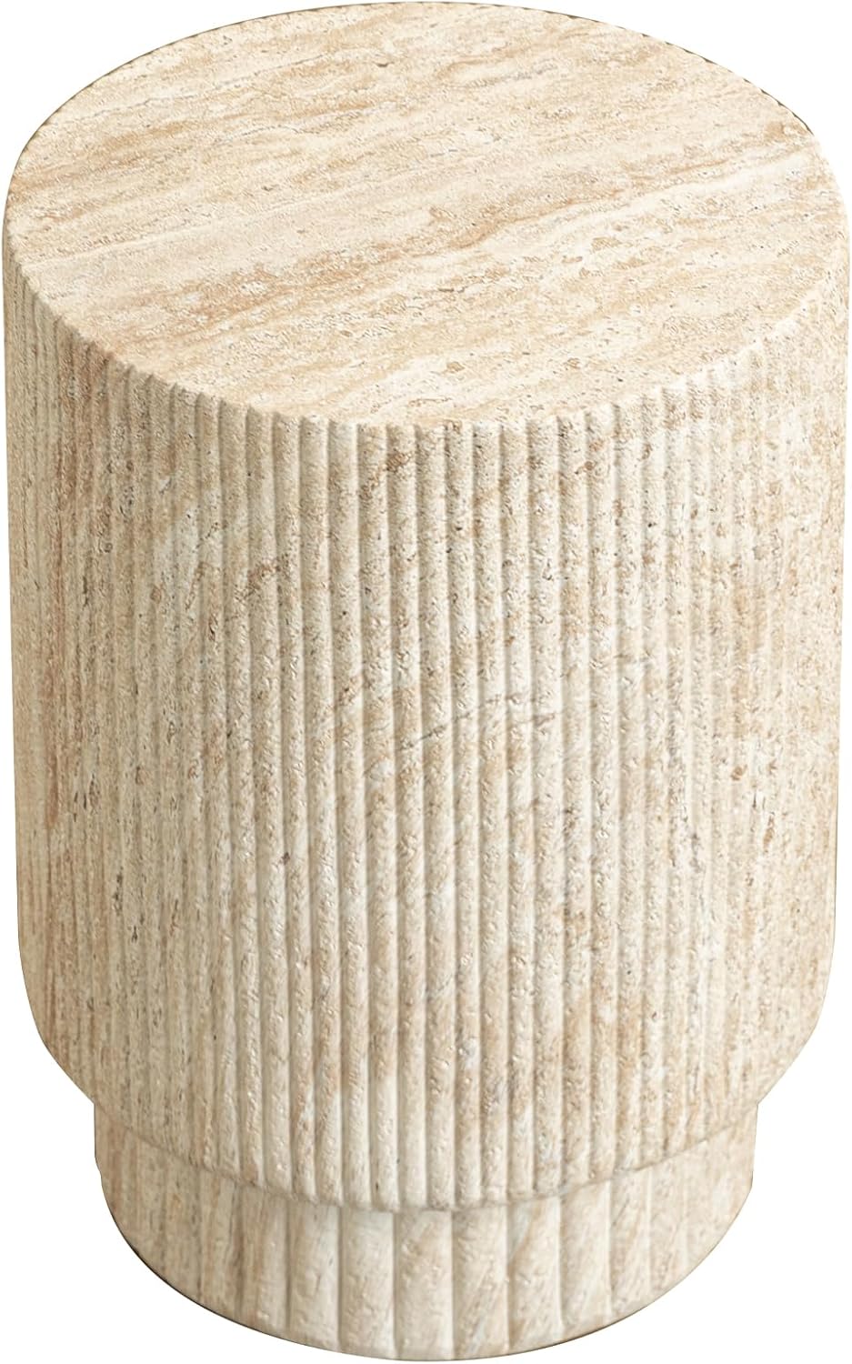 Alt View 2. LeisureMod - Eden Modern Stone Top Round Side Table, Indoor/Outdoor Weather Resistant Accent Table, Fully Assembled - Light Grey.