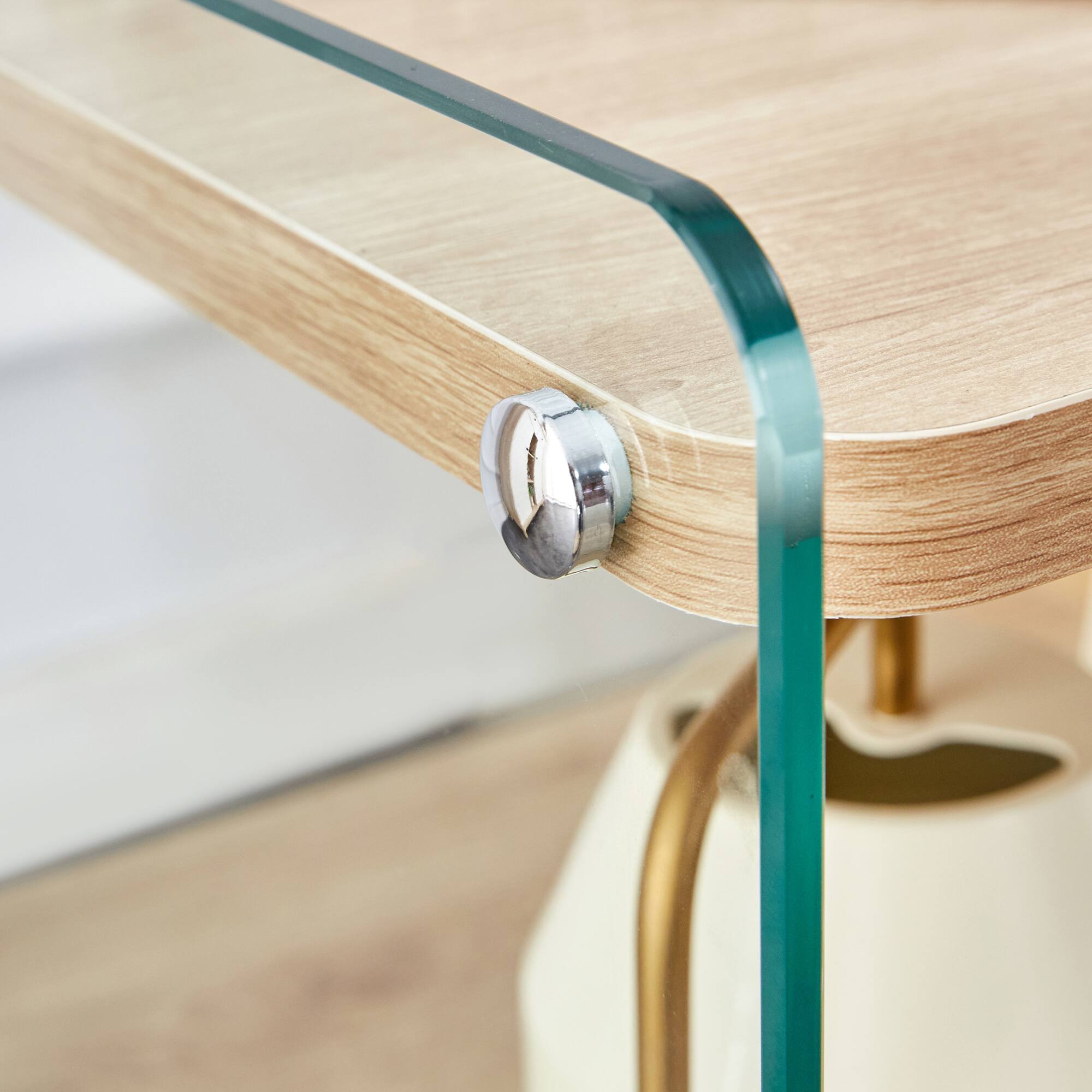 Alt View 7. Spaco - Spaco 3-Tier MDF Nightstand, Tempered Glass Sides,stand, Tempered Glass Sides, Storage Cabinet for Bedroom - Wood.