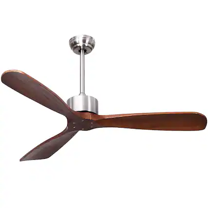 Front. Costway - 52" Modern Ceiling Fan Indoor/Outdoor Brushed Nickel Finish with Remote - Brushed Nickel + Burlywood.