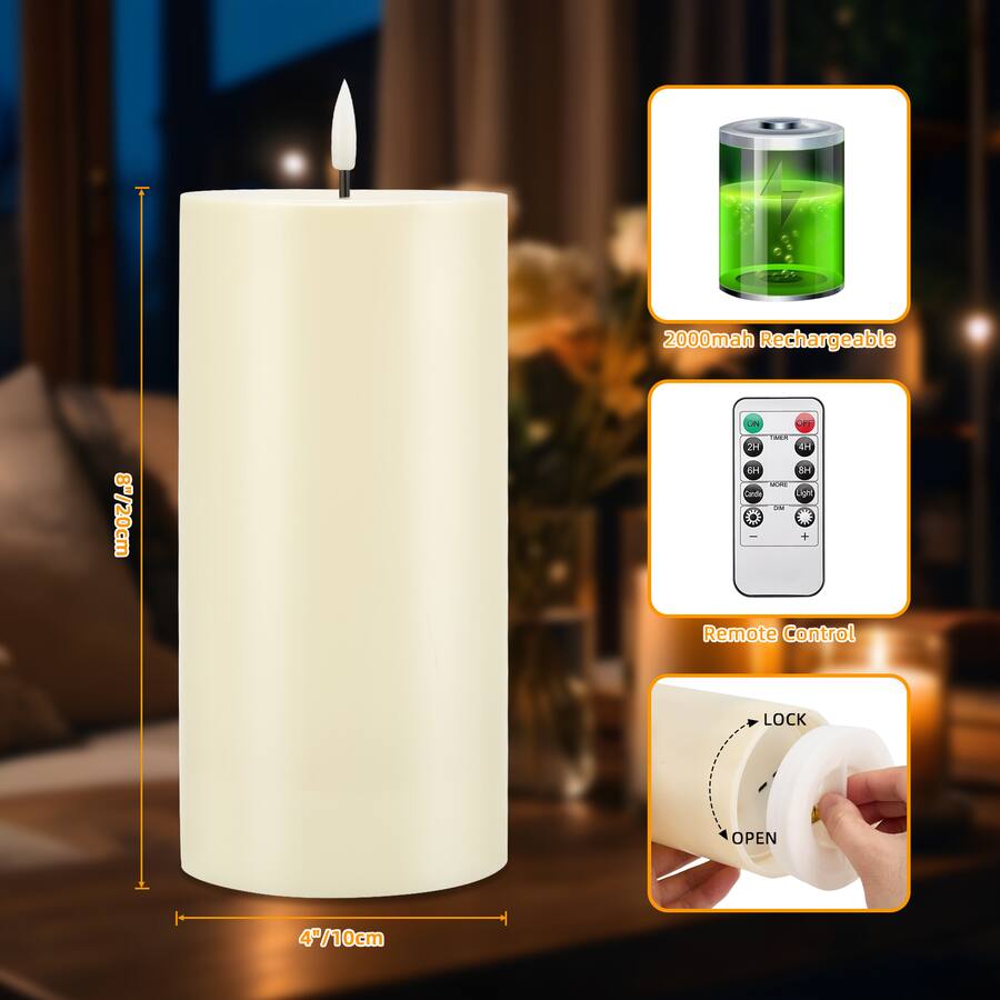 Command Candles IMAGE 2 Pack Outdoor Waterproof Flameless Candles with Timer & Remote ...