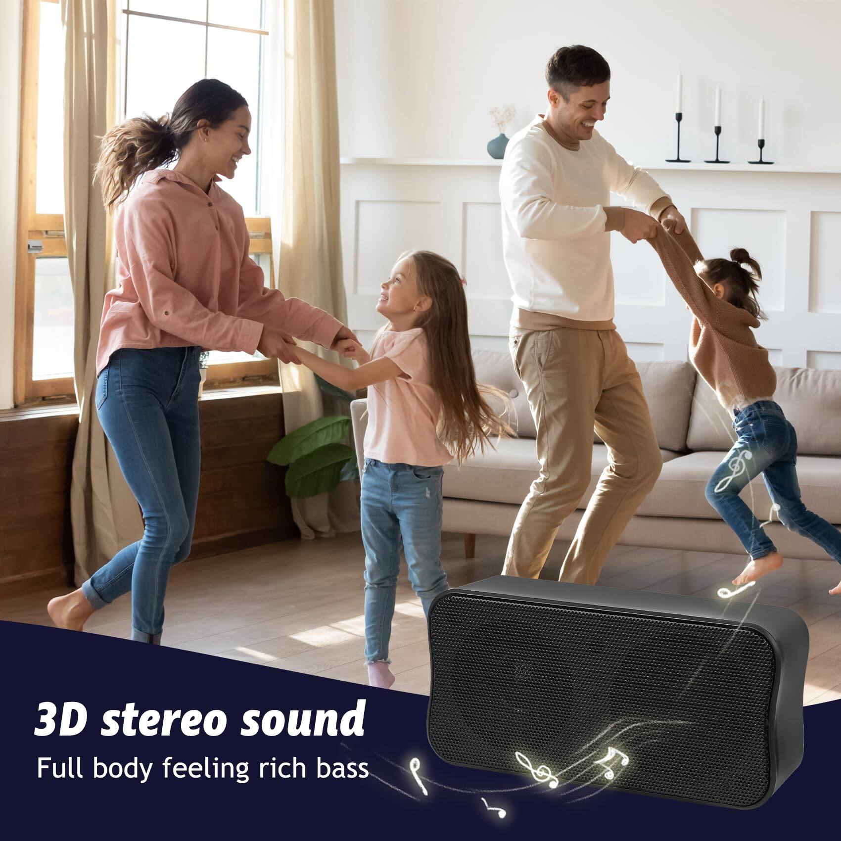 3D stereo sound  
Full body feeling rich bass