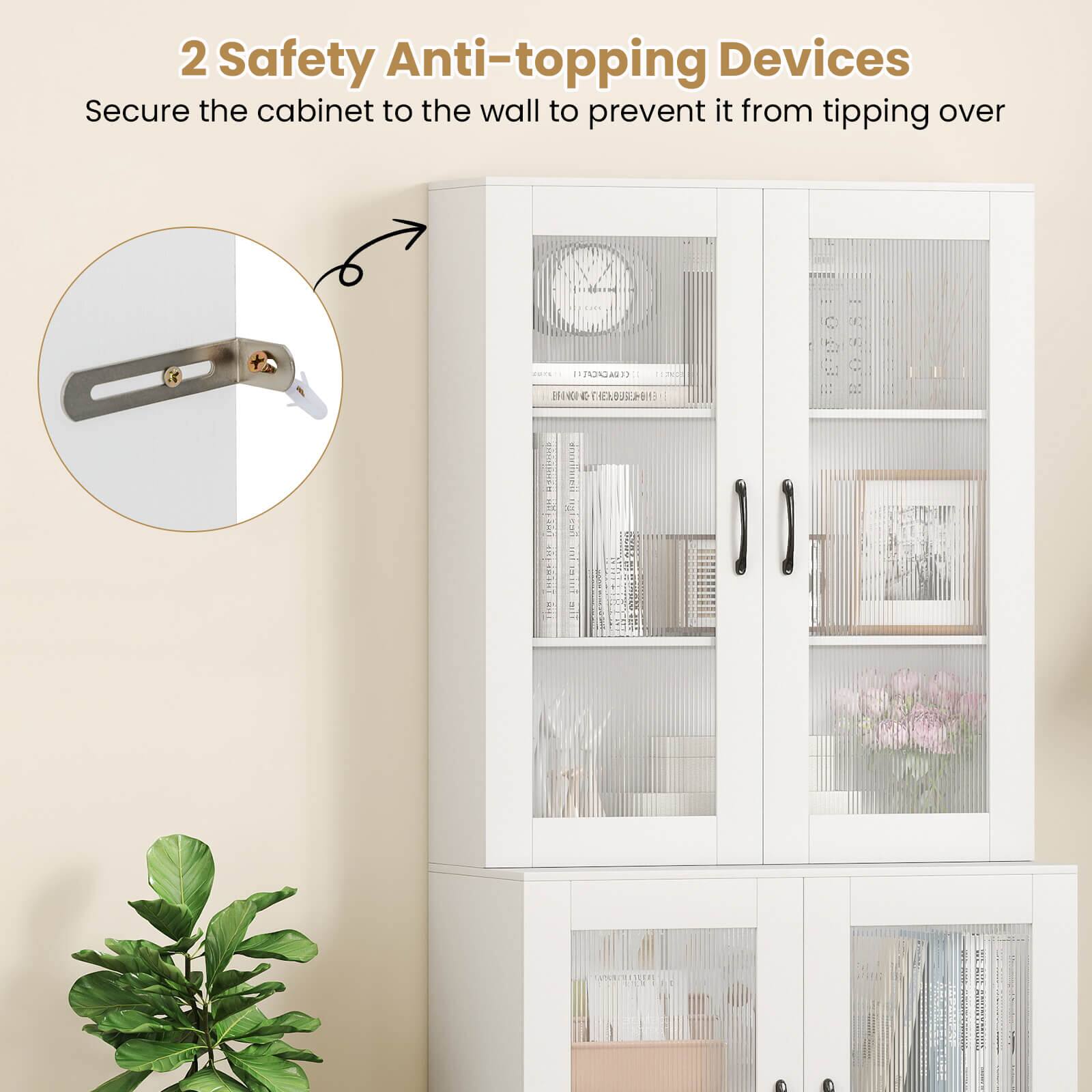 2 Safety Anti-topping Devices  
Secure the cabinet to the wall to prevent it from tipping over