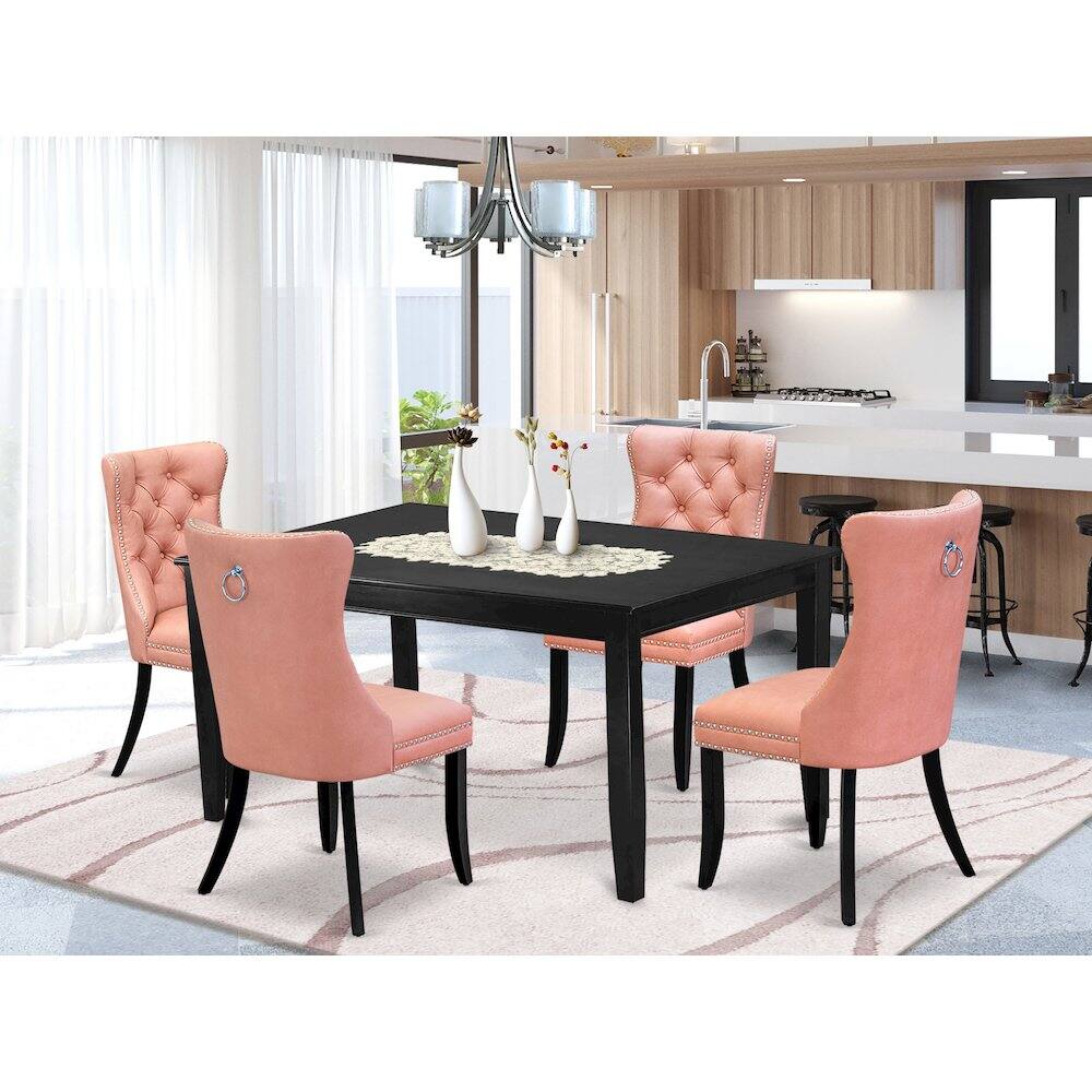 Alt View 7. East West Furniture - 5 Piece Kitchen Table Set Contains a Rectangle Dining Table - Black.