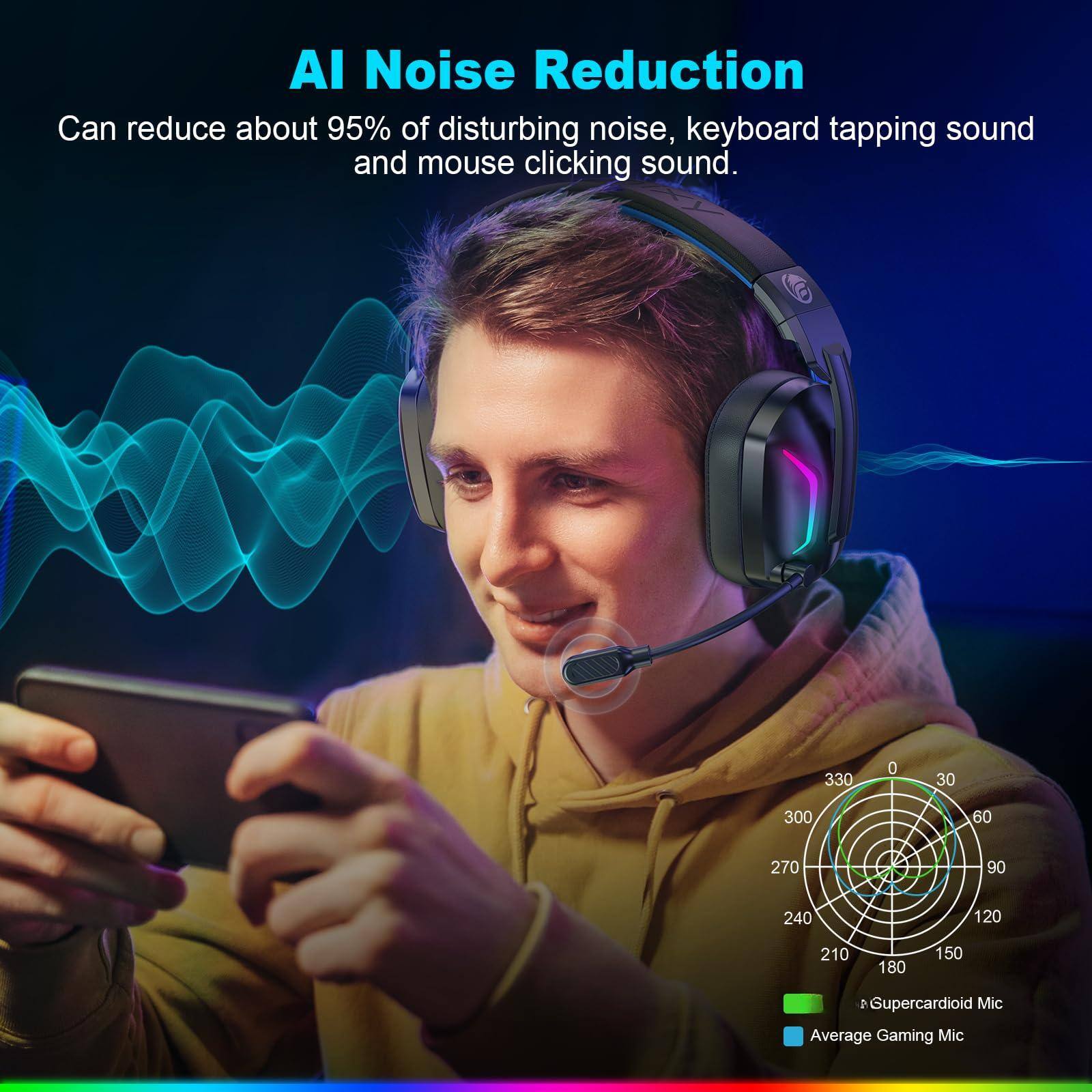 AI Noise Reduction  
Can reduce about 95% of disturbing noise, keyboard tapping sound and mouse clicking sound.  

330 0 30 300 60 270 90 240 120 210 180 150 2  

Gupercardiod Mic  
Average Gaming Mic
