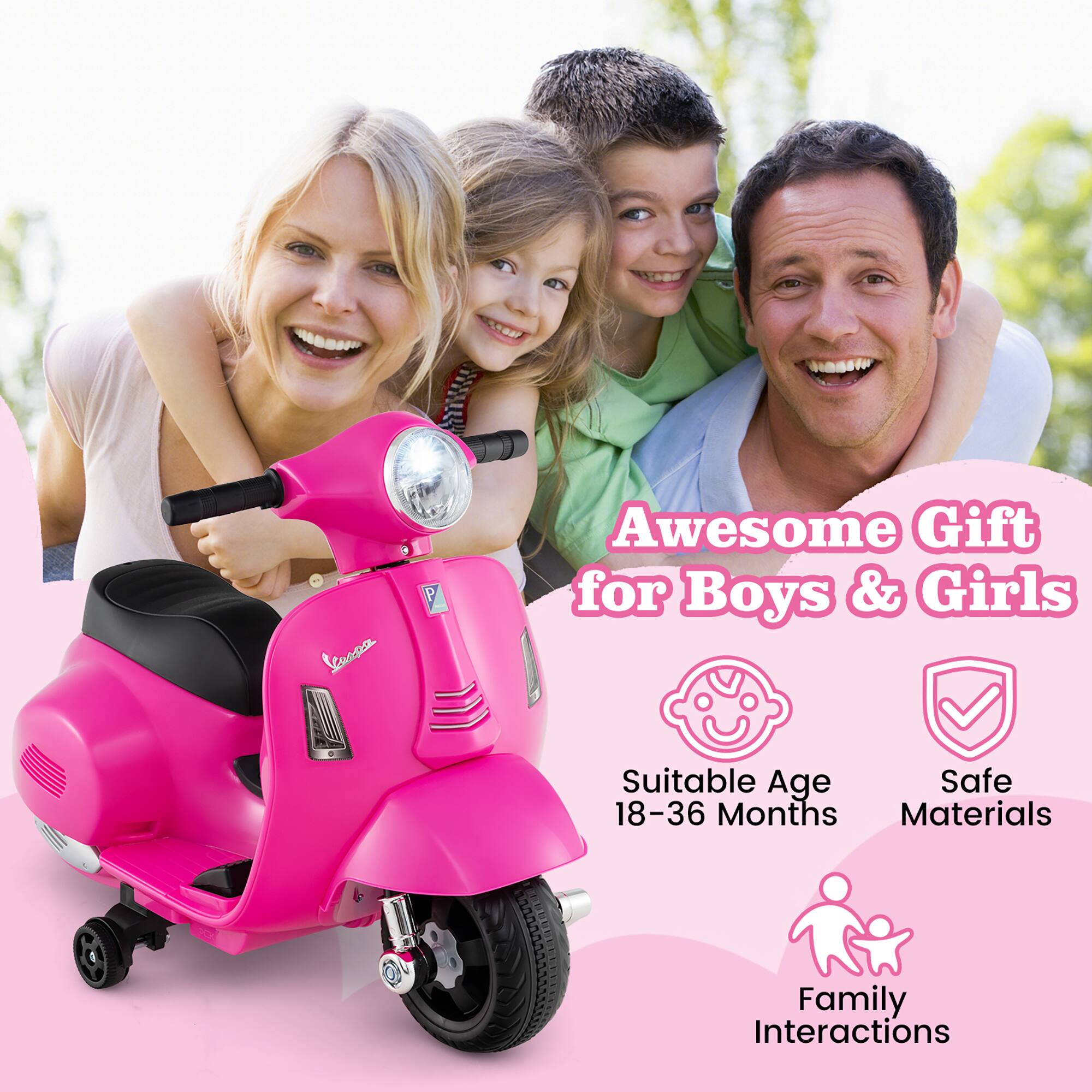 Awesome Gift for Boys & Girls  
Suitable Age 18-36 Months  
Safe Materials  
Family Interactions