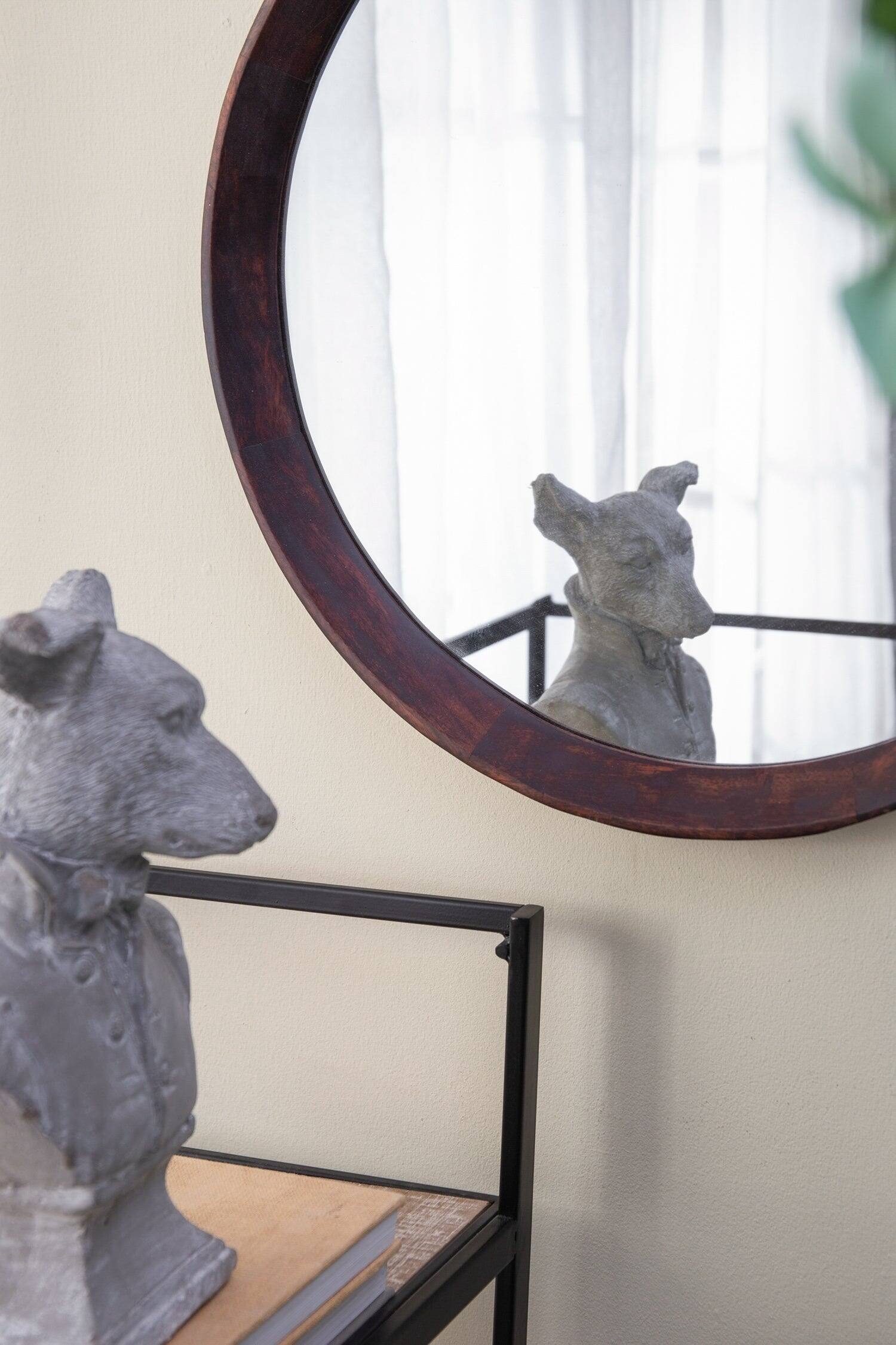 Alt View 9. BreeBe - 20x1.5 Transitional Mango Wood Wall Mirror Solid Wood Frame for Bathroom Entryway Console or Leaning Wall Decor - Dark Brown.