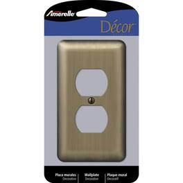 AMERELLE - Devon Brushed 1 gang Stamped Steel Duplex Wall Plate 1 pk - Brass