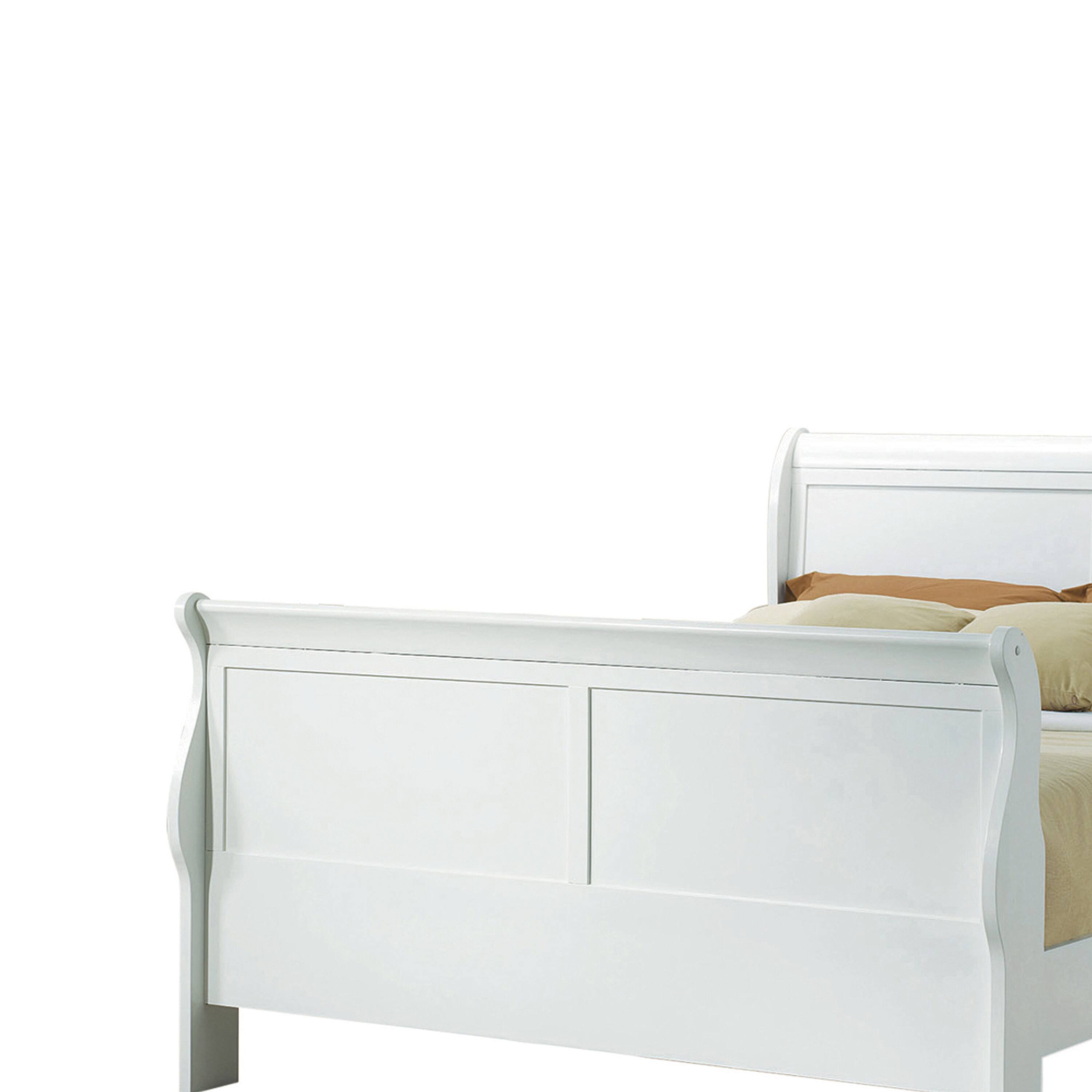 Alt View 3. Manhattan Lane - Classy Transitional Style Queen Size Sleigh Bed, White - White.