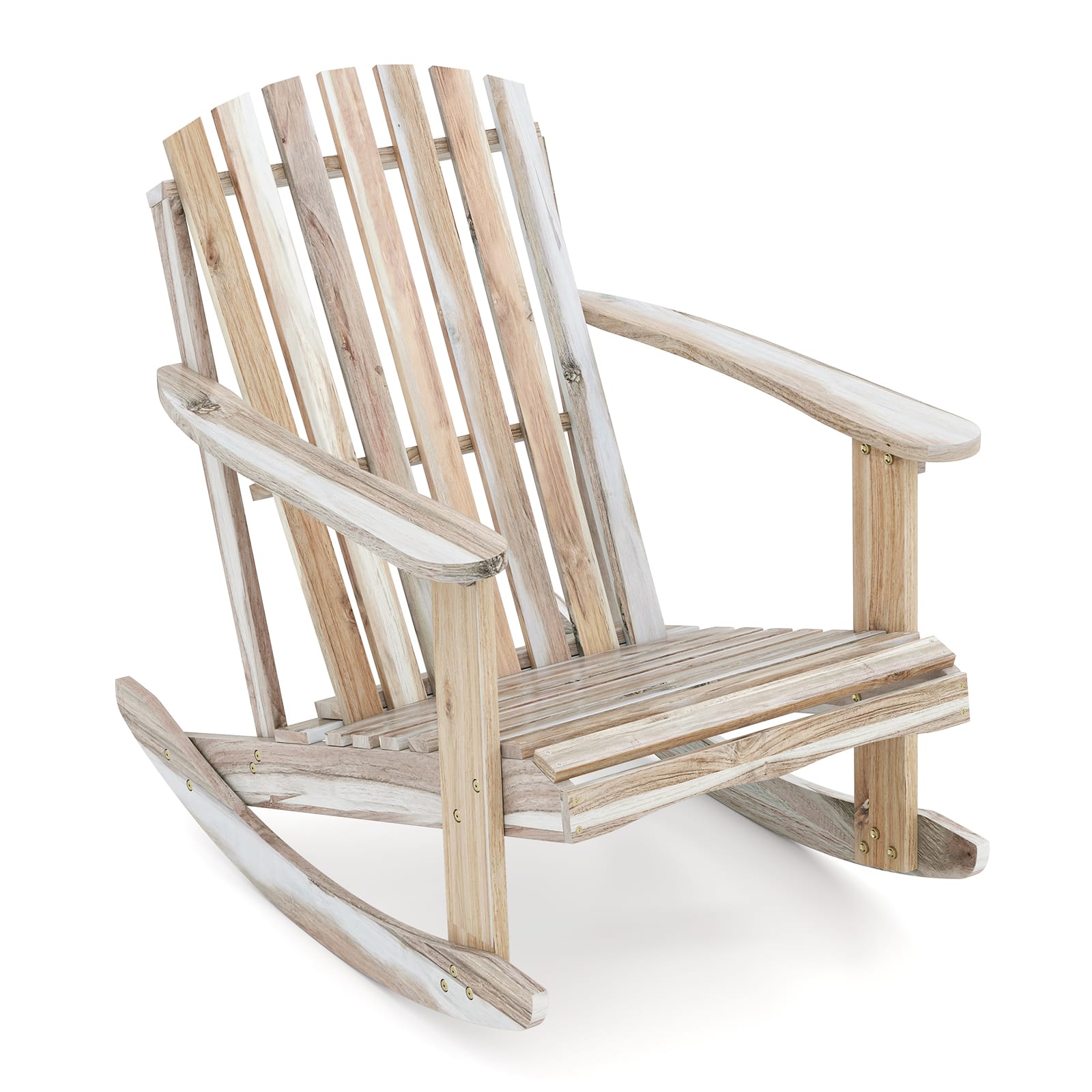 Gymax - Adirondack Rocking Chair w/Slatted Seat & High Fanned Back for Backyard Porch - Yellow